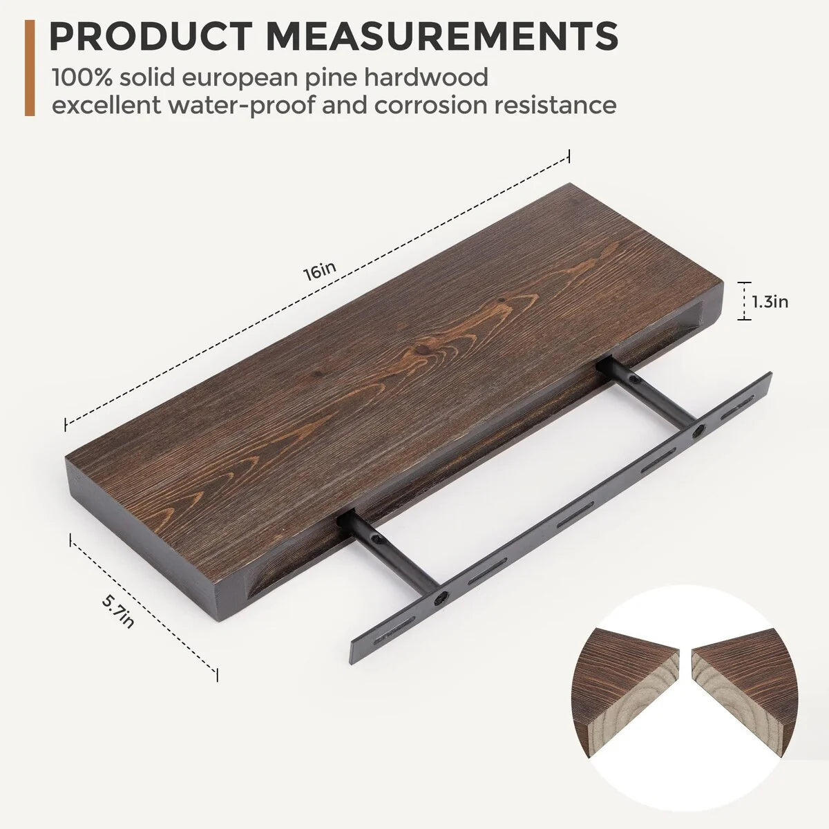 ZenVora Set of 2 Handcrafted European Pine Floating Wall Shelves, Natural Rustic Wood