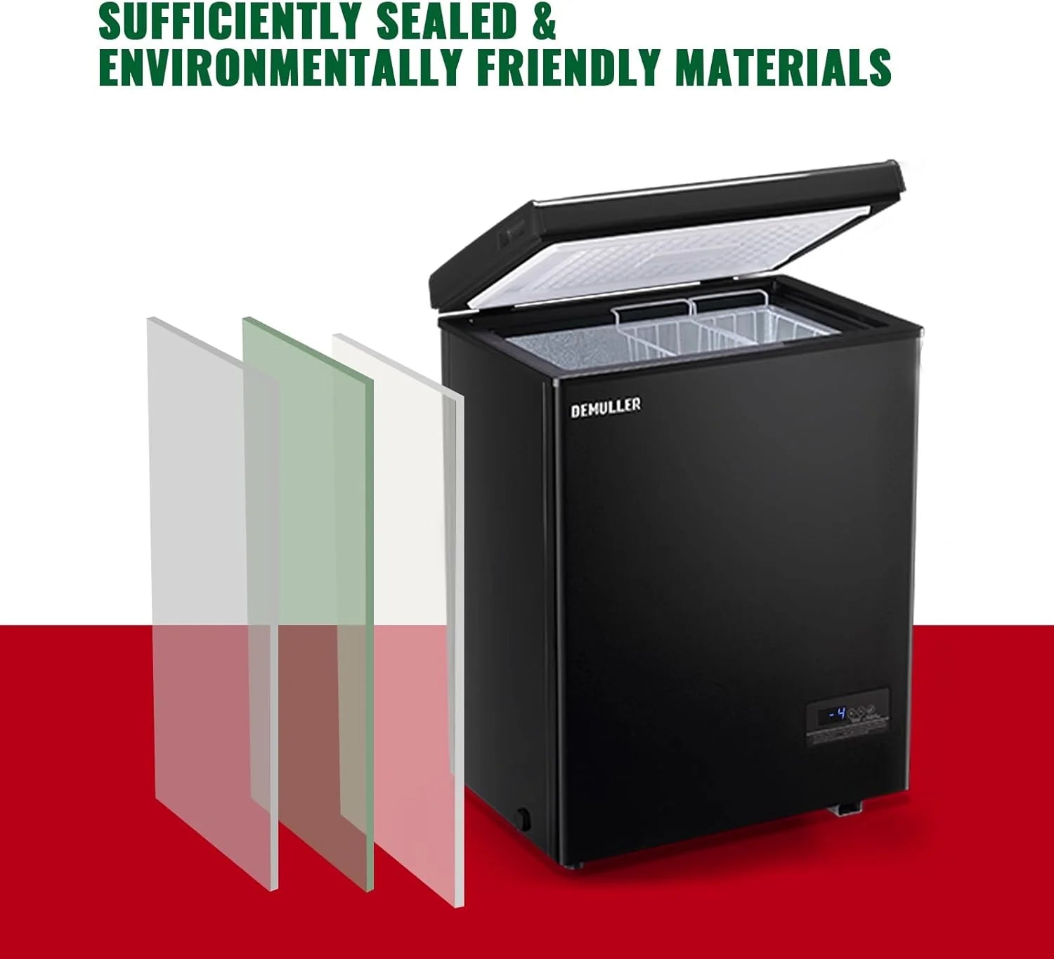 ZenVora 5.0 Cu. Ft. Chest Freezer with 2 Removable Stainless Steel Baskets, Electronic Control, 41°F to -15°F, Black