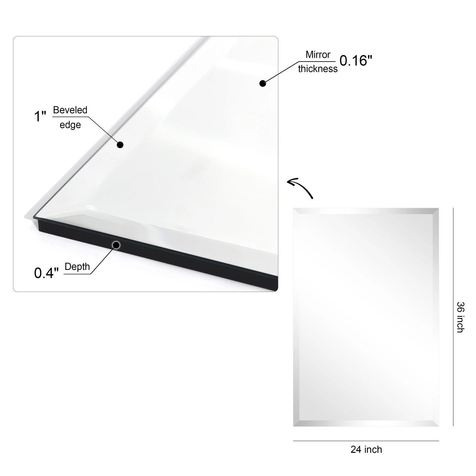 ZenVora Frameless Beveled Prism Wall Mirror, Clear Square or Rectangular Decorative Mirror for Bathroom, Bedroom and Home Decor