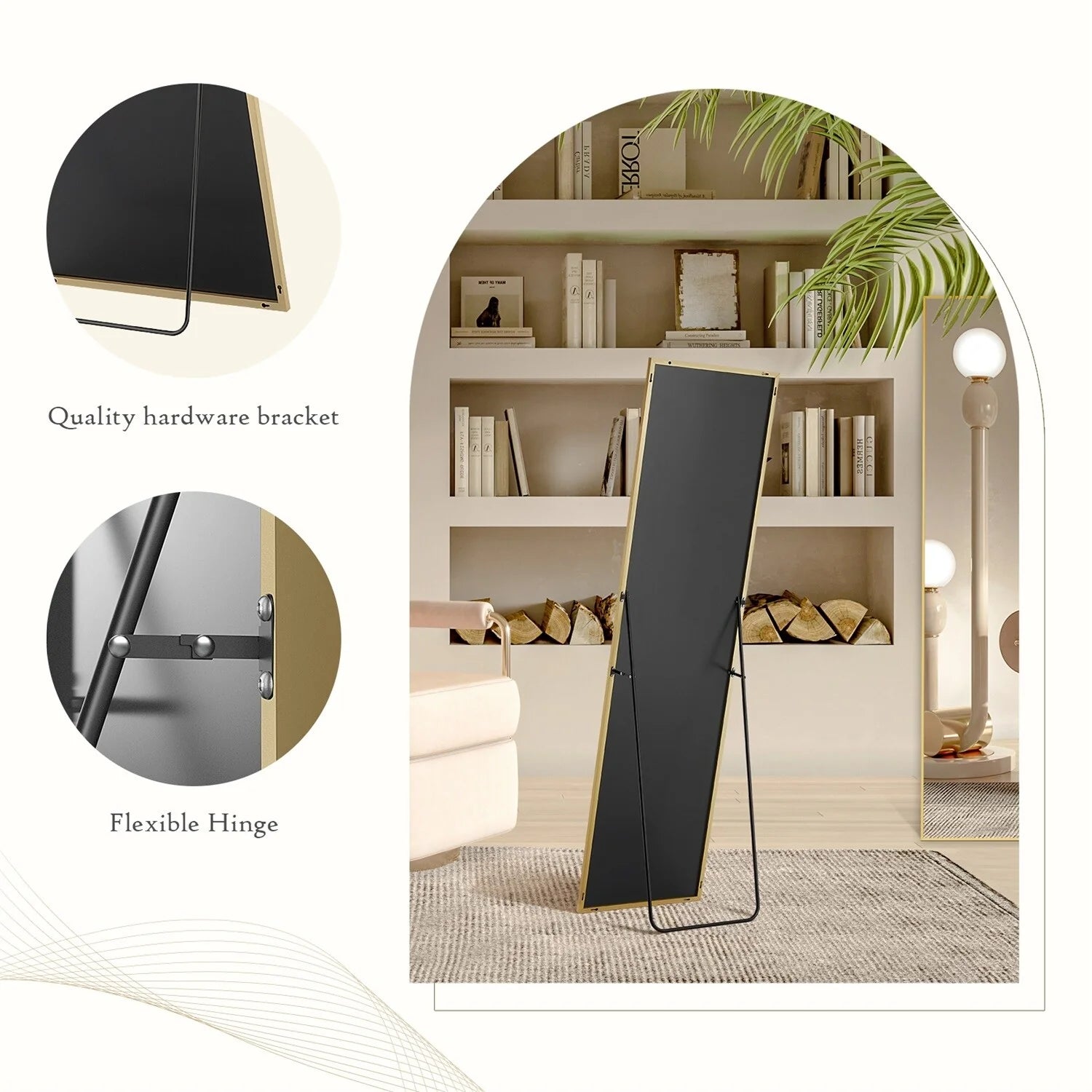 ZenVora Full Length Mirror with Stand, Aluminum Alloy Frame Full Body Floor Mirror for Bedroom and Cloakroom