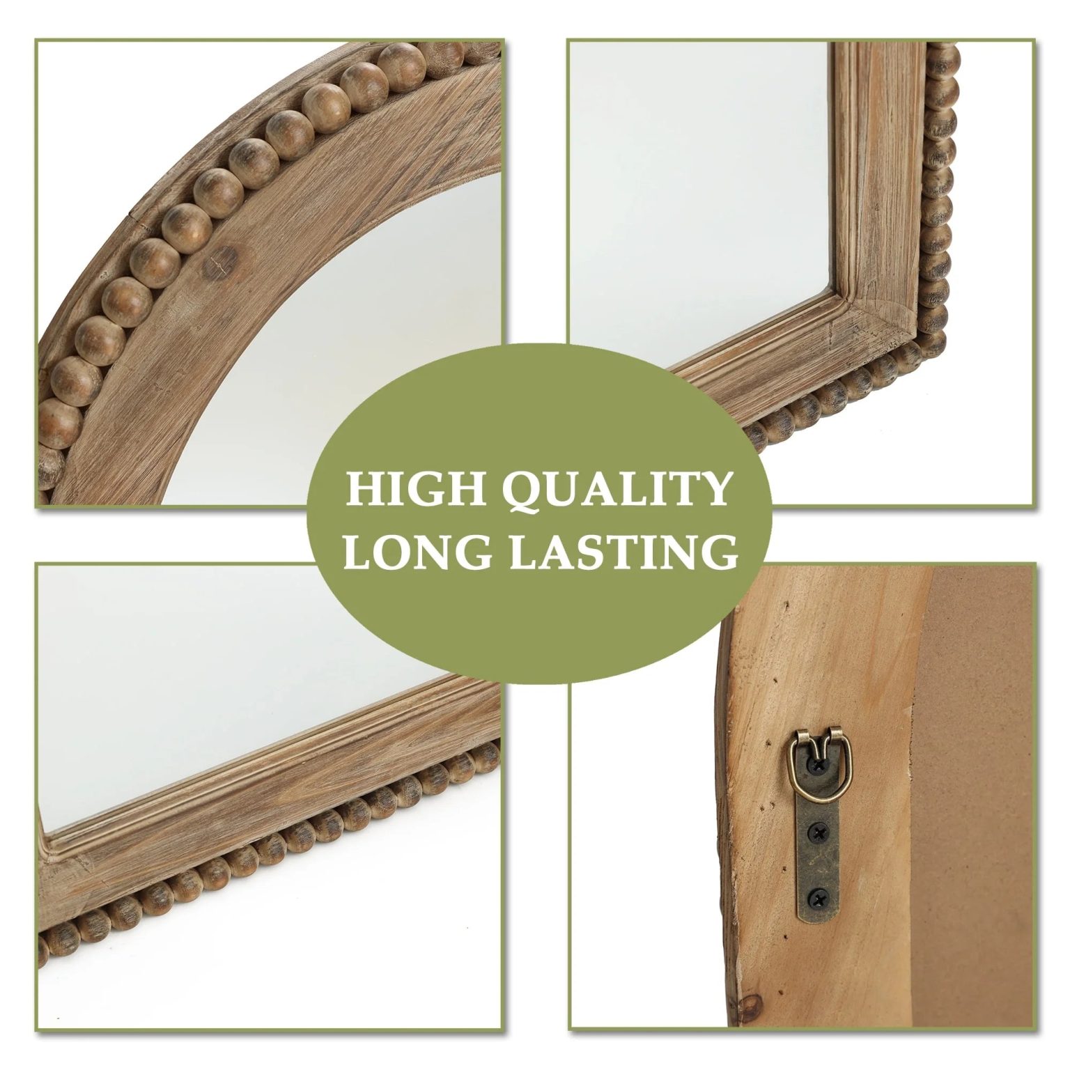 ZenVora Wood Framed Arch Window Wall Mirror, Bathroom Wall Mirror - 39.25 H x 25.87 W x 1.5 D