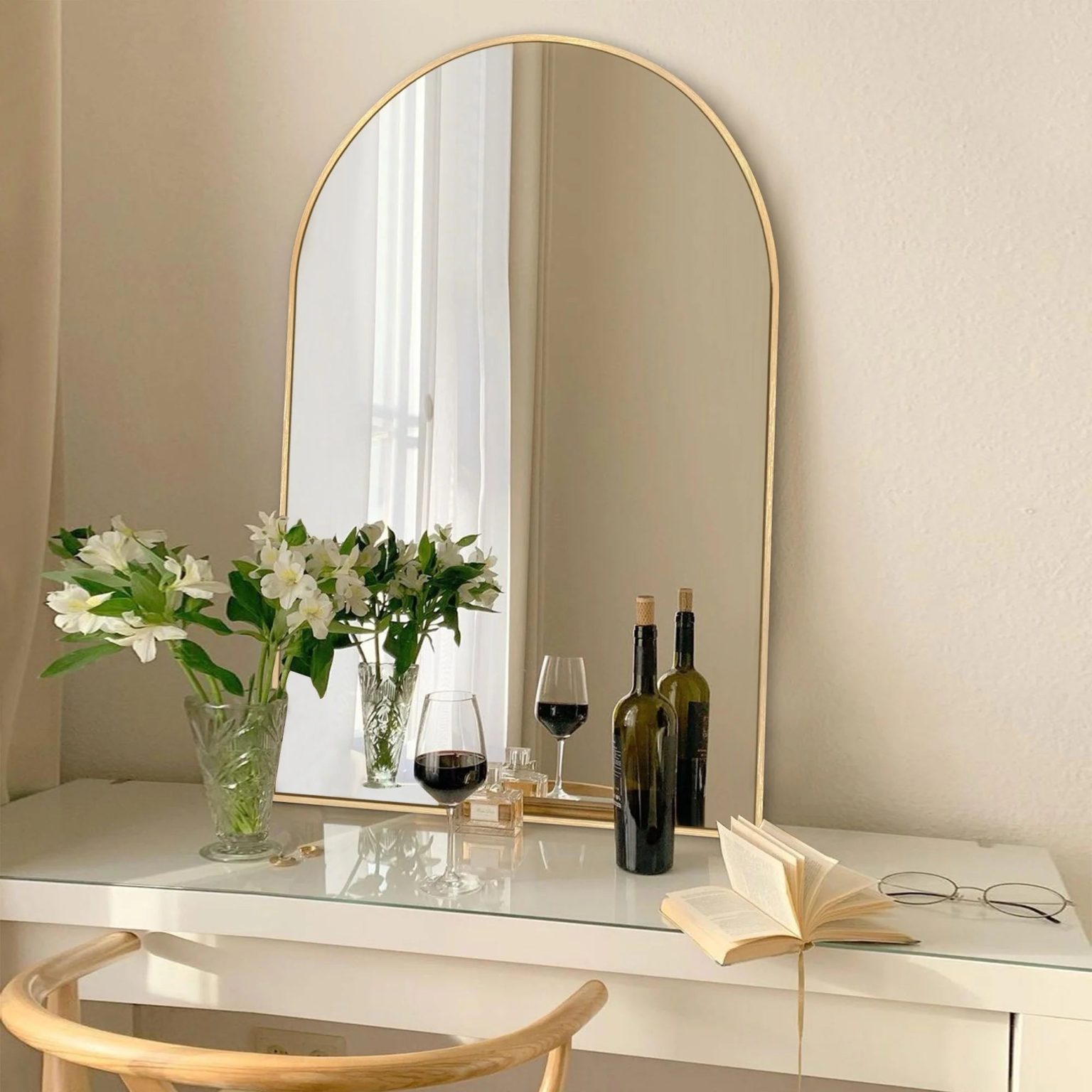 ZenVora Modern Arch Aluminum Bathroom Wall Mirror, Wall Mounted Vanity Mirror for Bathroom, Bedroom and Home Decor
