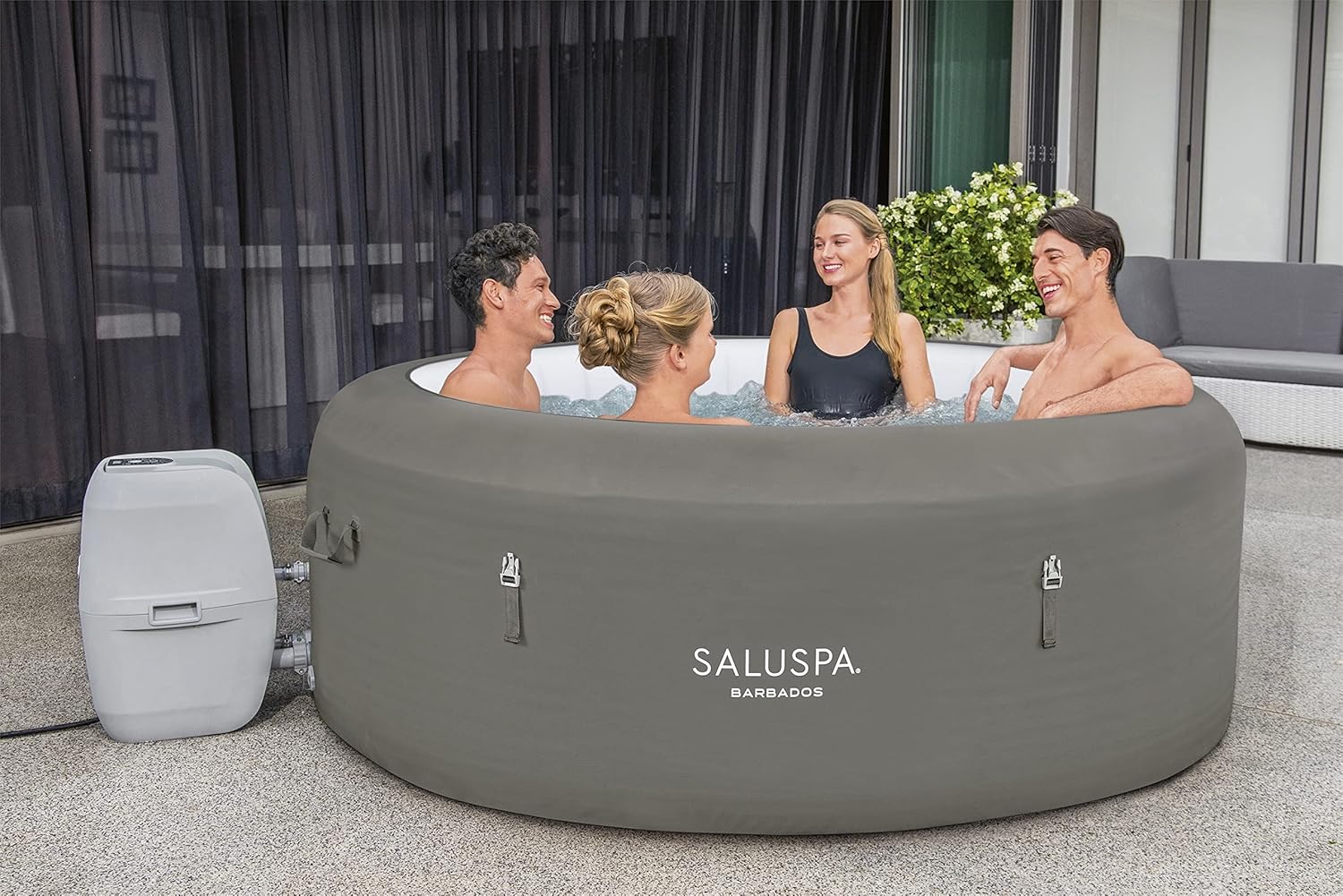 ZenVora 71 x 26-Inch Inflatable Hot Tub Spa for 2-4 Persons, Portable, with 2 Covers, Black