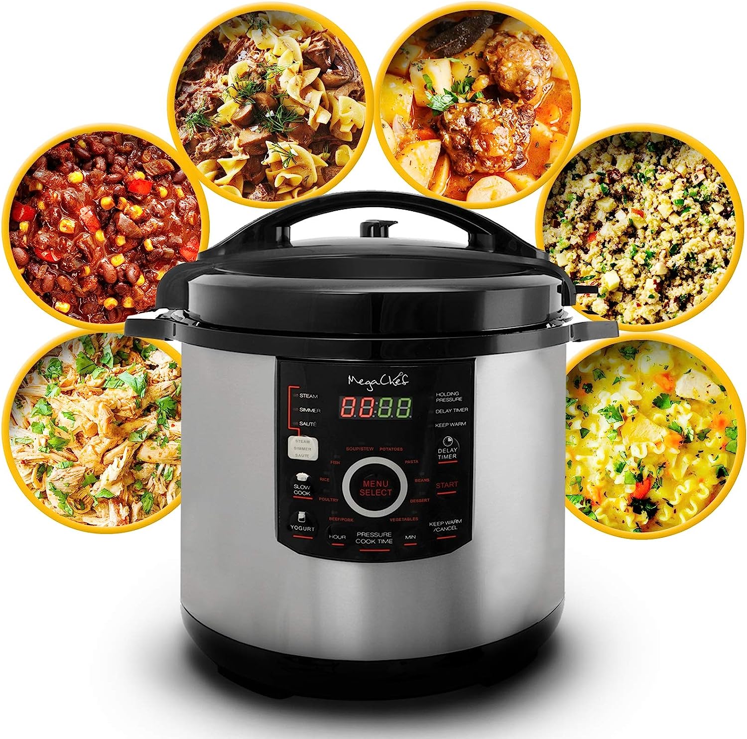 ZenVora 12 Quart Digital Pressure Cooker with 15 Presets, Slow Cook Function and Tempered Glass Lid