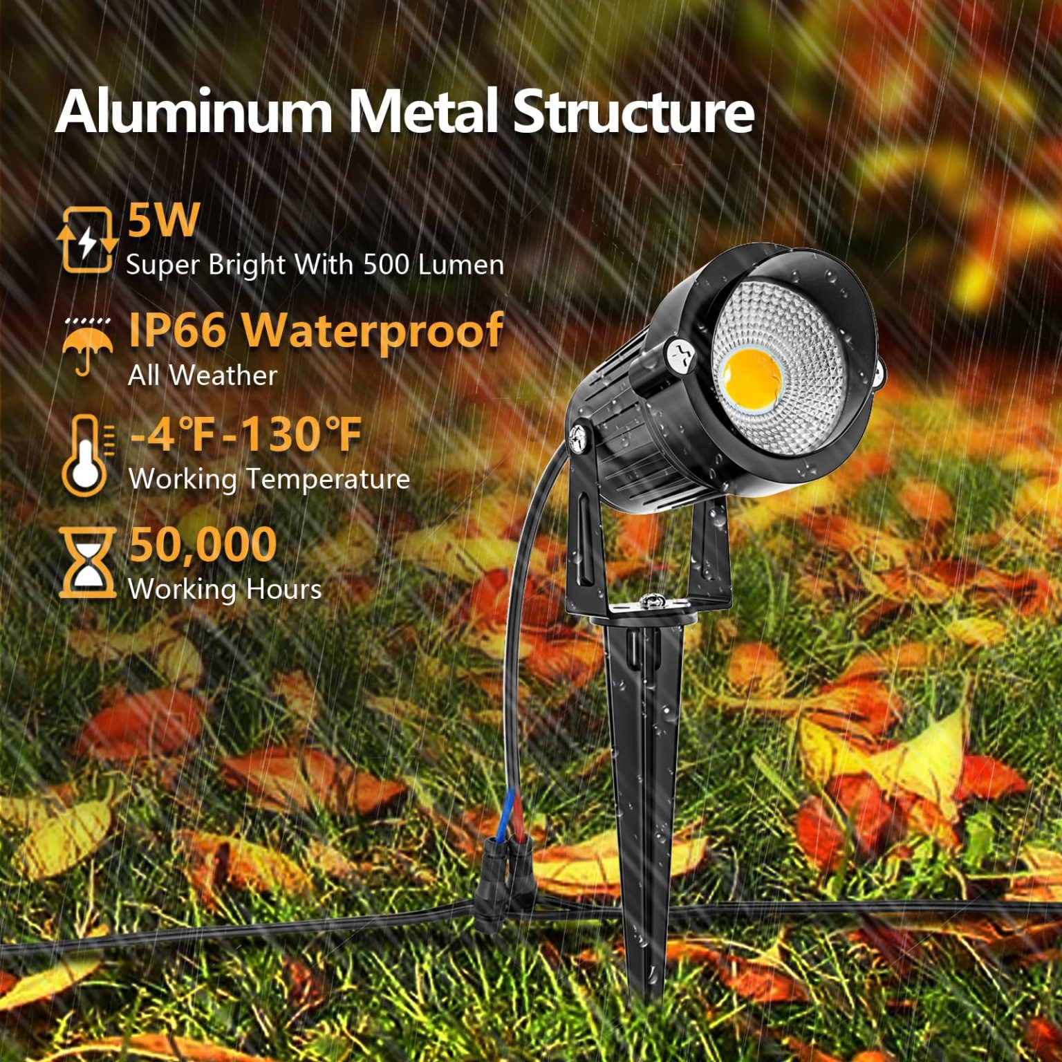 ZenVora 8 Pack 5W LED Landscape Lighting Kit, 3000K Warm White Low Voltage Outdoor Garden Pathway Lights