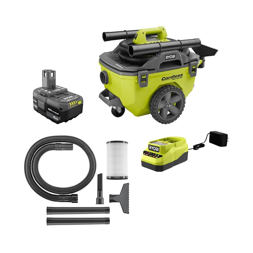 ZenVora 18V Cordless 6-Gallon Wet/Dry Vacuum Kit with 4.0Ah Battery, Charger and Accessories