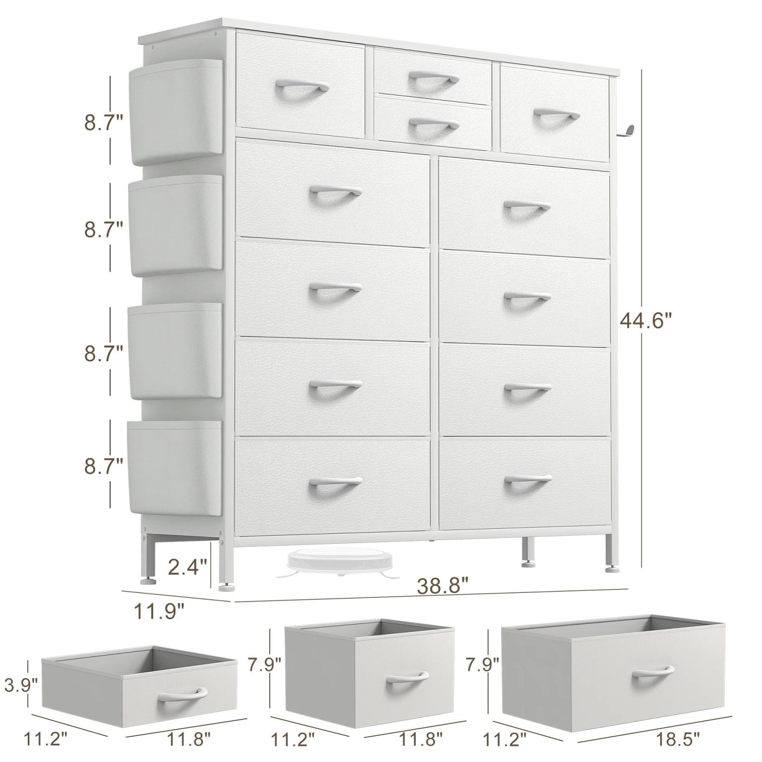 ZenVora 12 Drawer Fabric Dresser, Tall Bedroom Chest of Drawers with Storage