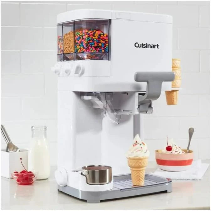 ZenVora 1.5 Qt Soft Serve Ice Cream Machine – 3 Built-In Mix-In Dispensers with Warming Plate