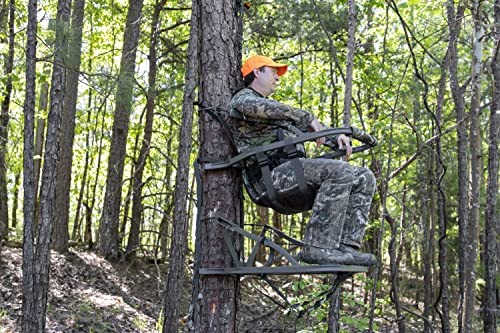 ZenVora Lightweight Aluminum Climbing Treestand with Padded Seat, 300 Lb. Capacity, Safety Harness Included