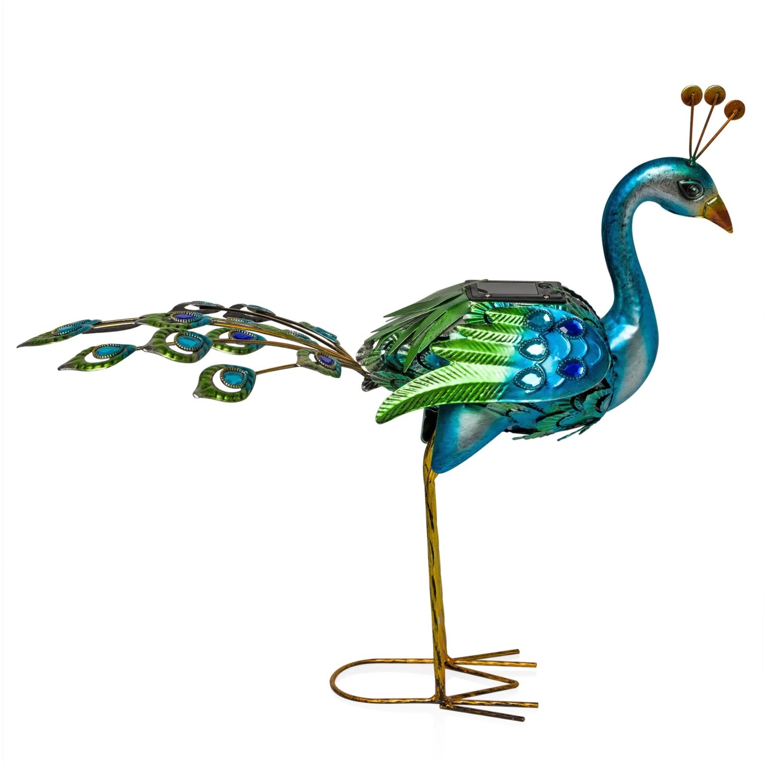 ZenVora Tall Metallic Peacock Garden Statue, Multicolor Outdoor Standing Bird Sculpture for Yard, Patio and Garden Decoration