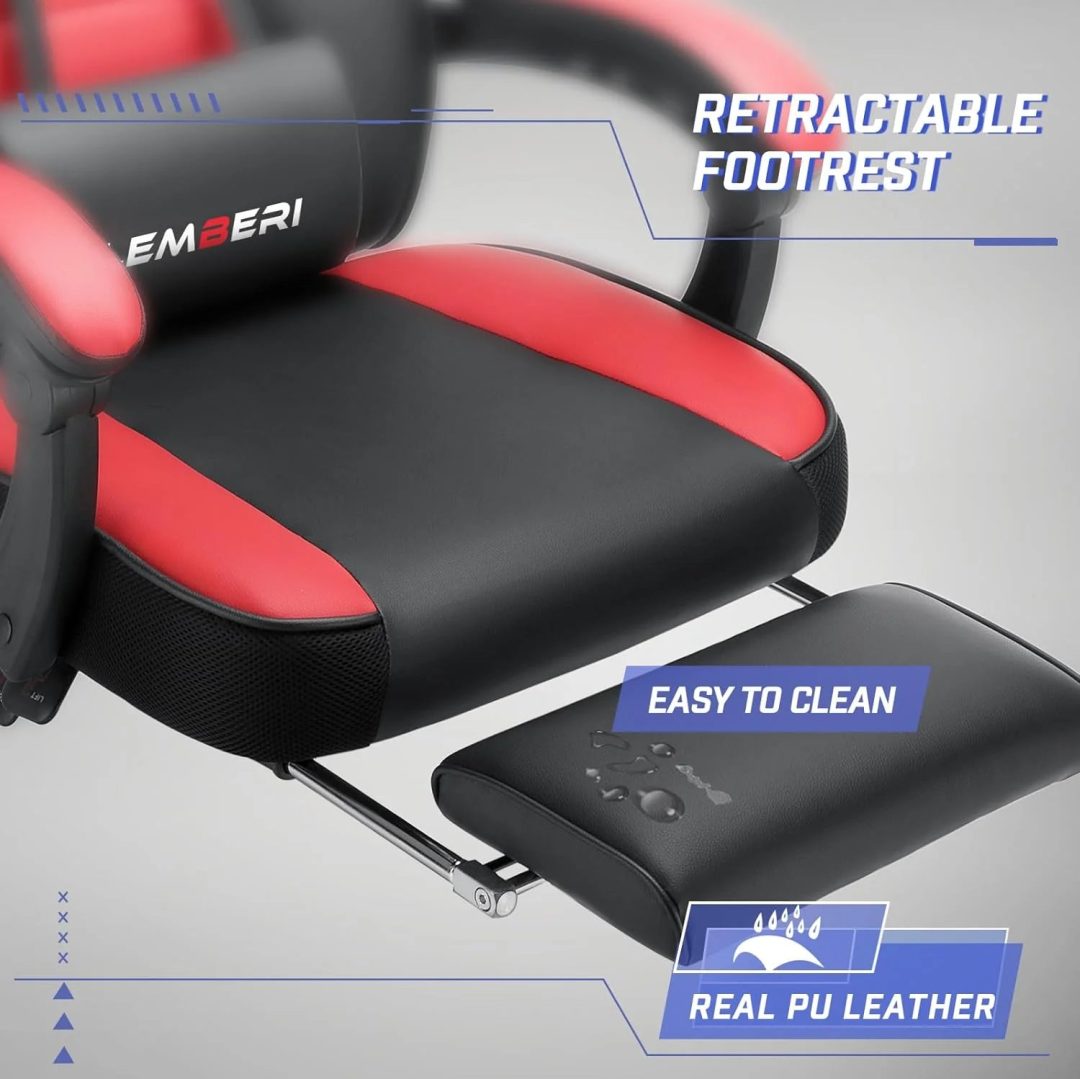 ZenVora Big and Tall Gaming Chair with Footrest, 400 LB Capacity Ergonomic Video Game Chair for Home and Gaming
