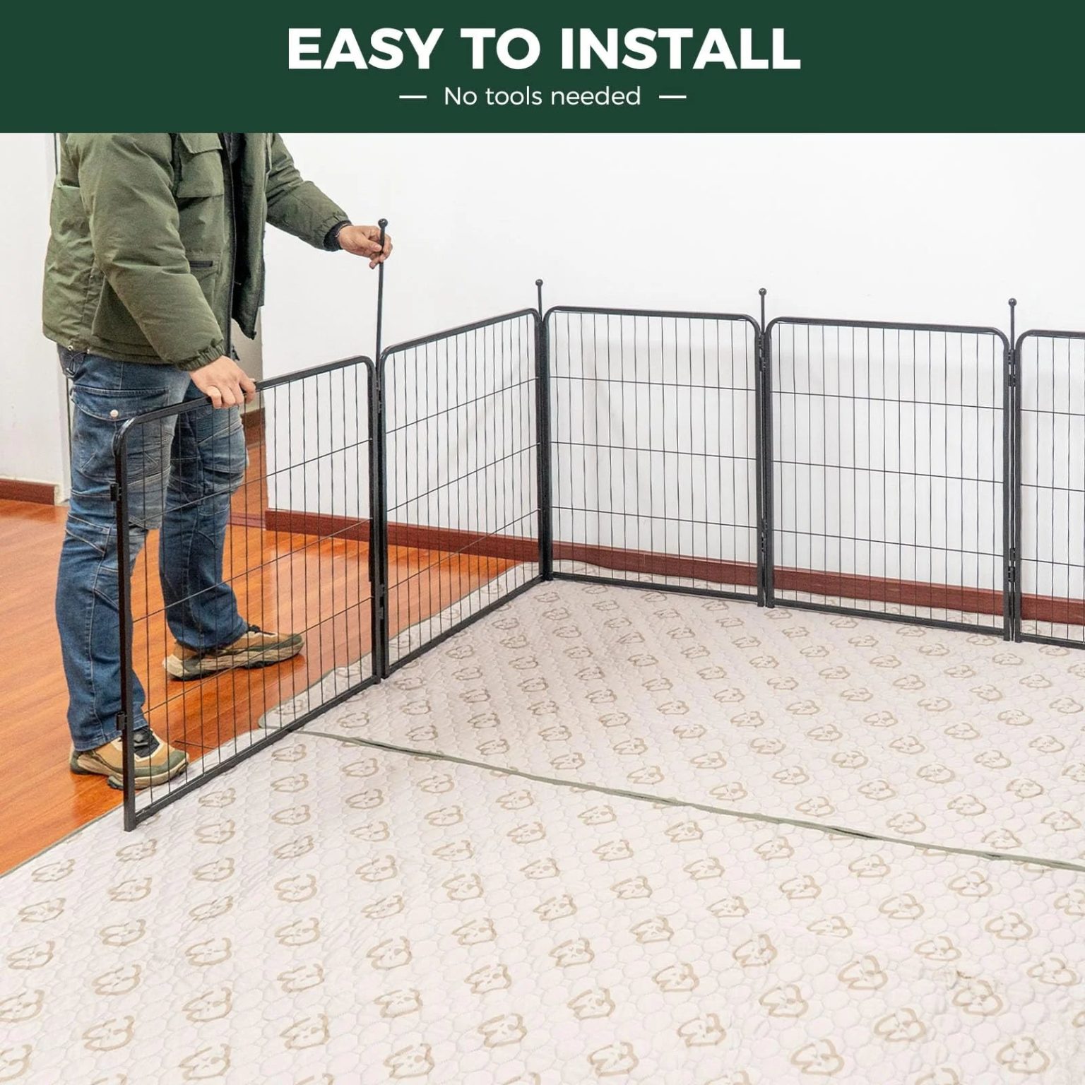 ZenVora 32" Dog Playpen for Small Dogs, Portable Indoor Outdoor Pet Exercise Pen for Puppies and Small Pets