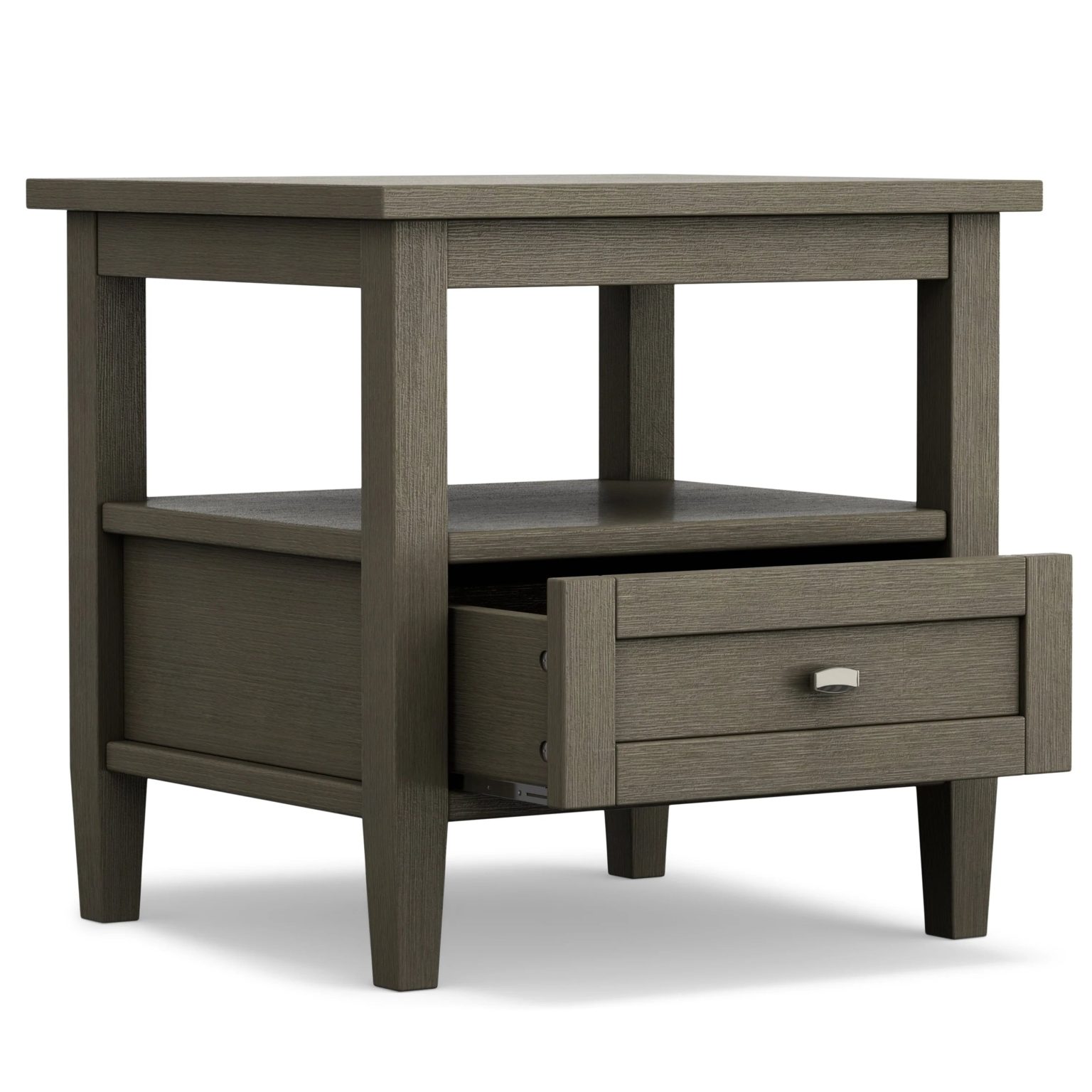 ZenVora 20 Inch Wide Solid Wood Rectangle End Table, Transitional Side Table