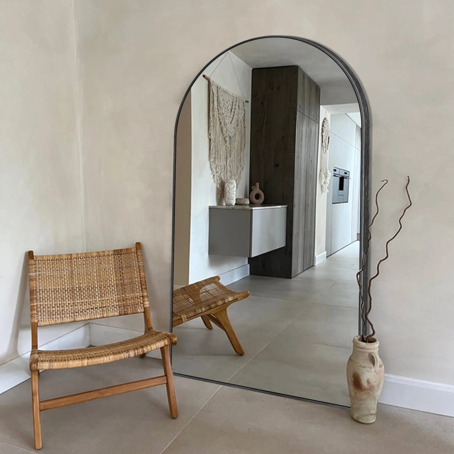 ZenVora Modern Arched Full Length Floor Mirror, Aluminum Alloy Frame Standing Full Body Mirror