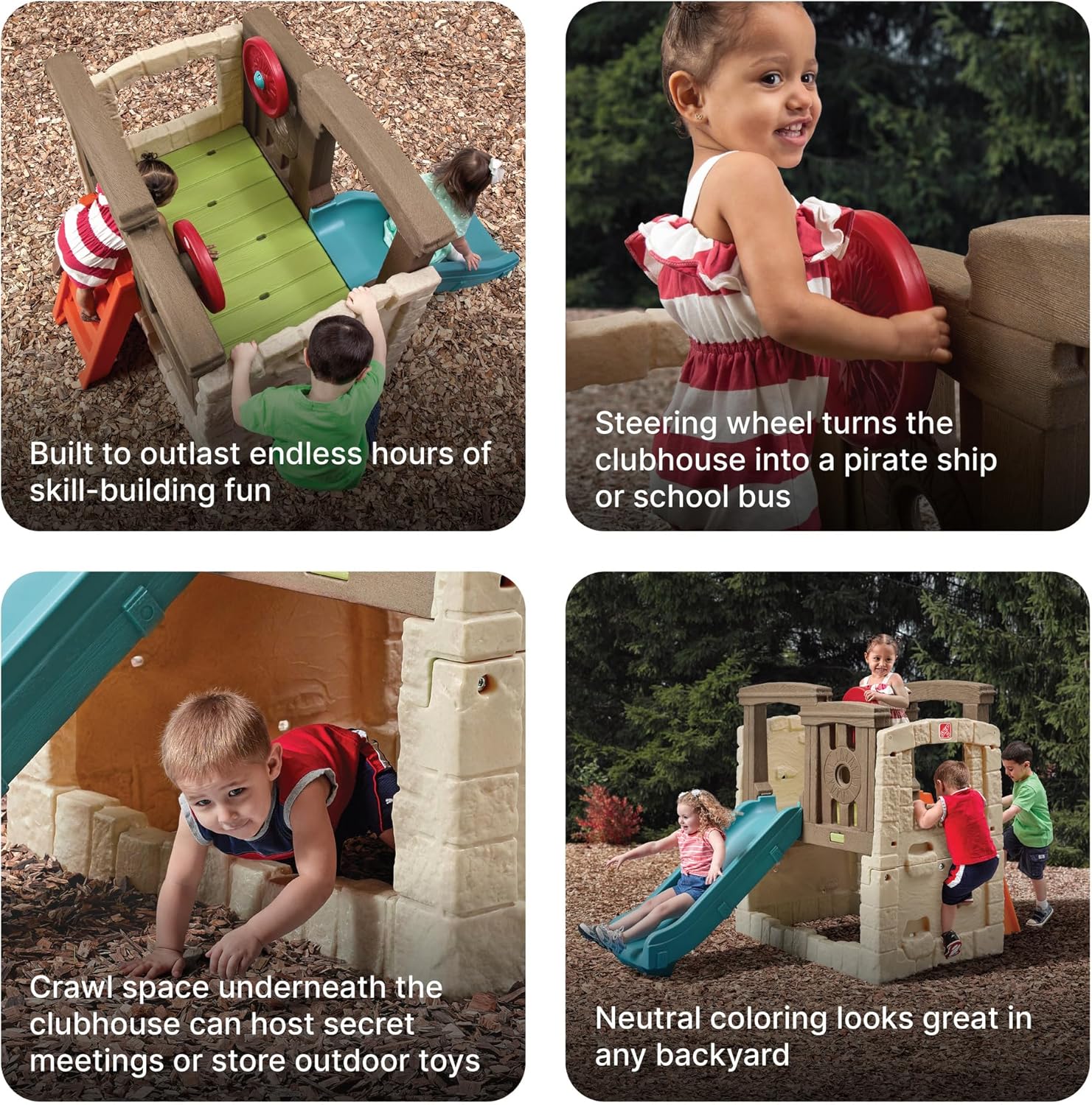 ZenVora Kids Outdoor Playset with Slide & Climbing Wall, Backyard Playground Equipment for Children