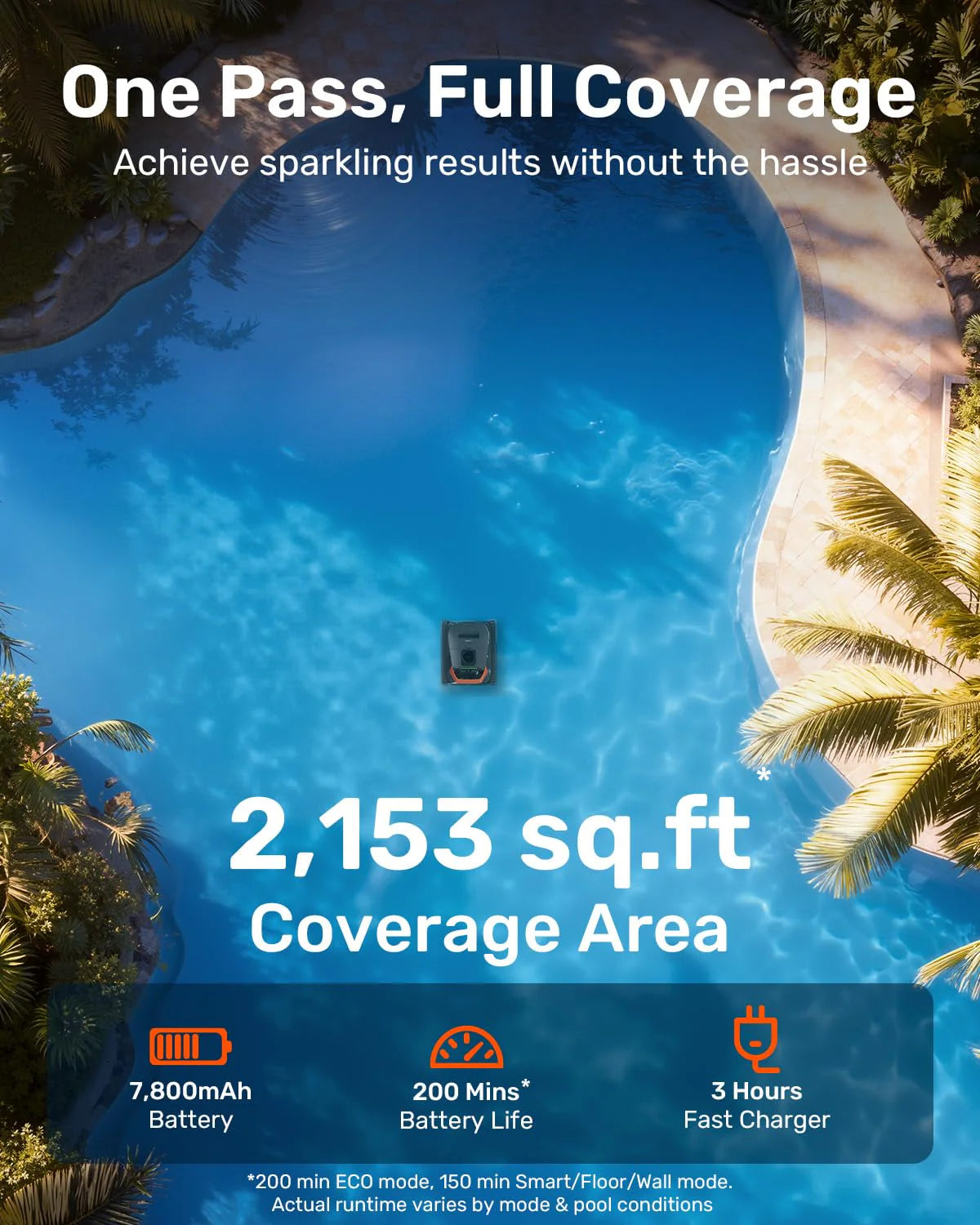 ZenVora Cordless Robotic Pool Vacuum Cleaner, Smart Navigation with Wall and Waterline Cleaning