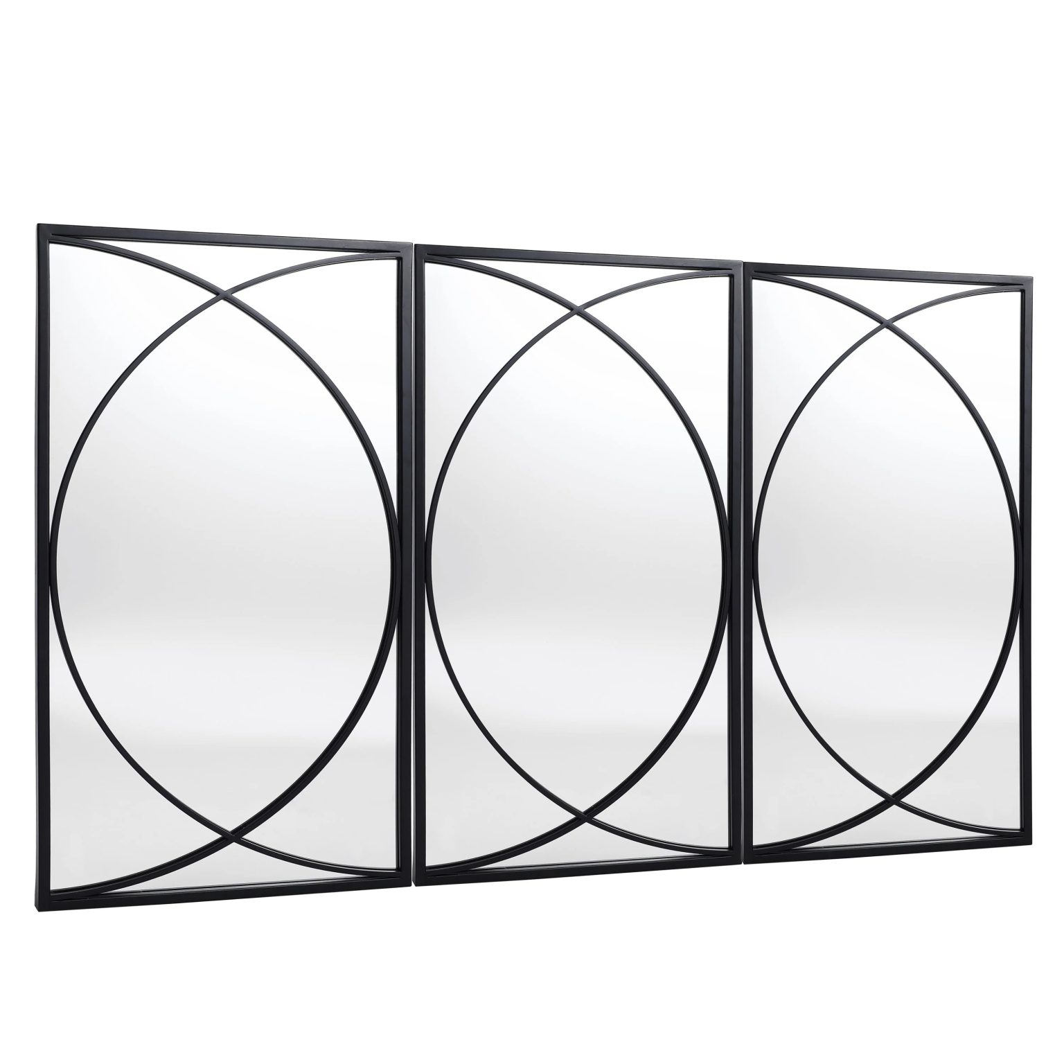 ZenVora 3-Piece Black Metal Rectangular Wall Mirror Set, 31.9" H x 15.75" W x 0.75" D