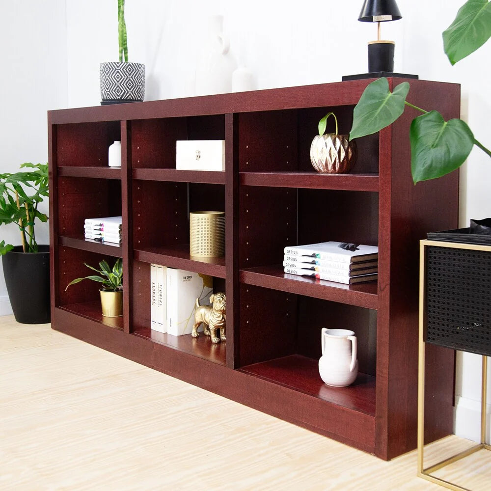ZenVora Triple Wide Wood Bookcase, 9 Shelf 36 Inch Tall Bookshelf for Home, Office and Display Storage