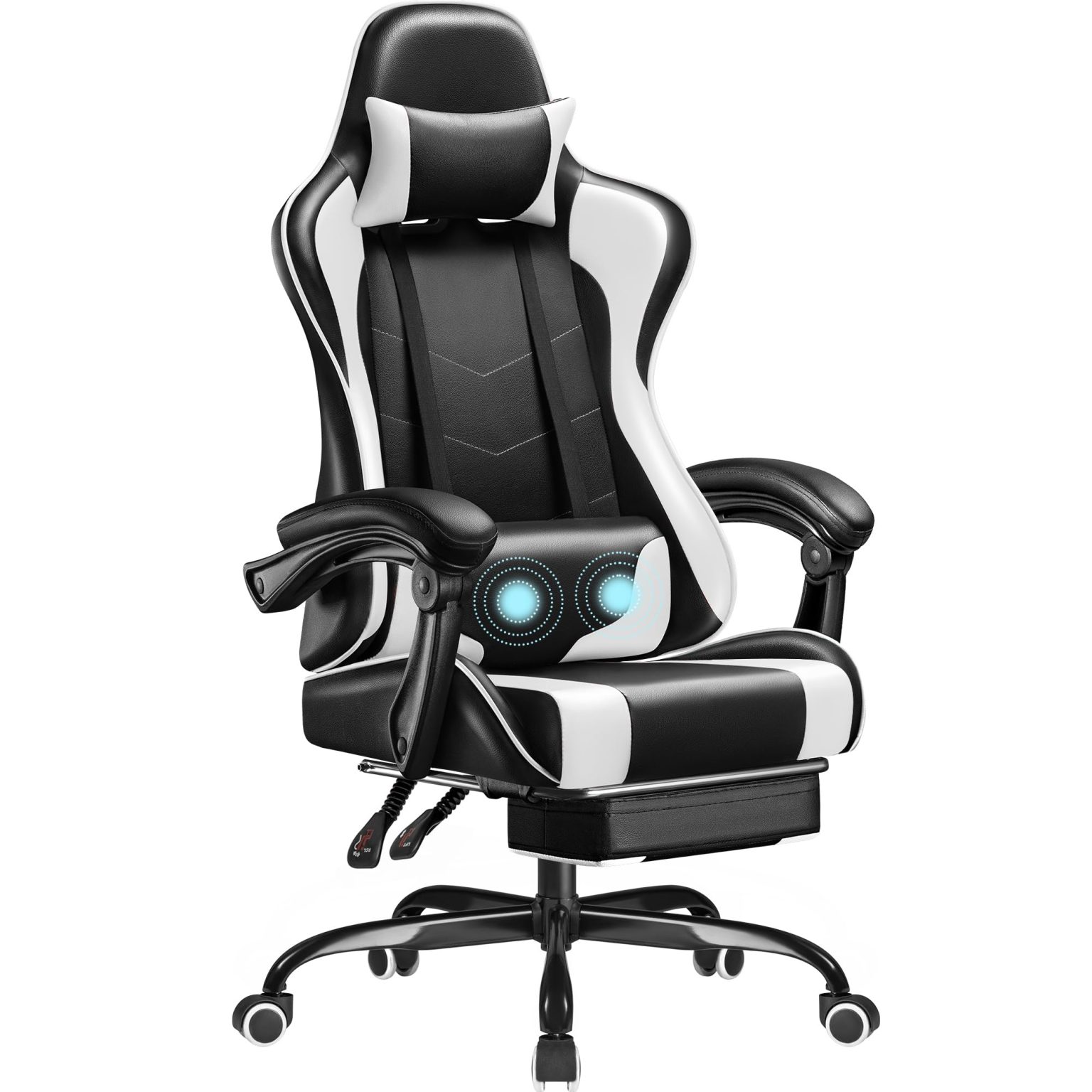 ZenVora Ergonomic Gaming Chair with Footrest and Massage Support, Reclining Computer Chair for Gaming Room and Home Office