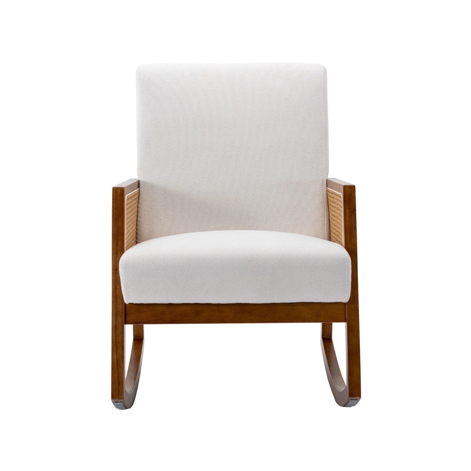 ZenVora Upholstered Tall Back Rocking Chair, Smooth Gliding Accent Armchair for Comfortable Living Room Seating