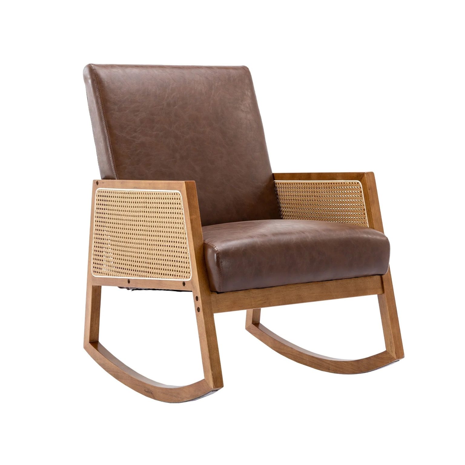 ZenVora Upholstered Tall Back Rocking Chair, Smooth Gliding Accent Armchair for Comfortable Living Room Seating