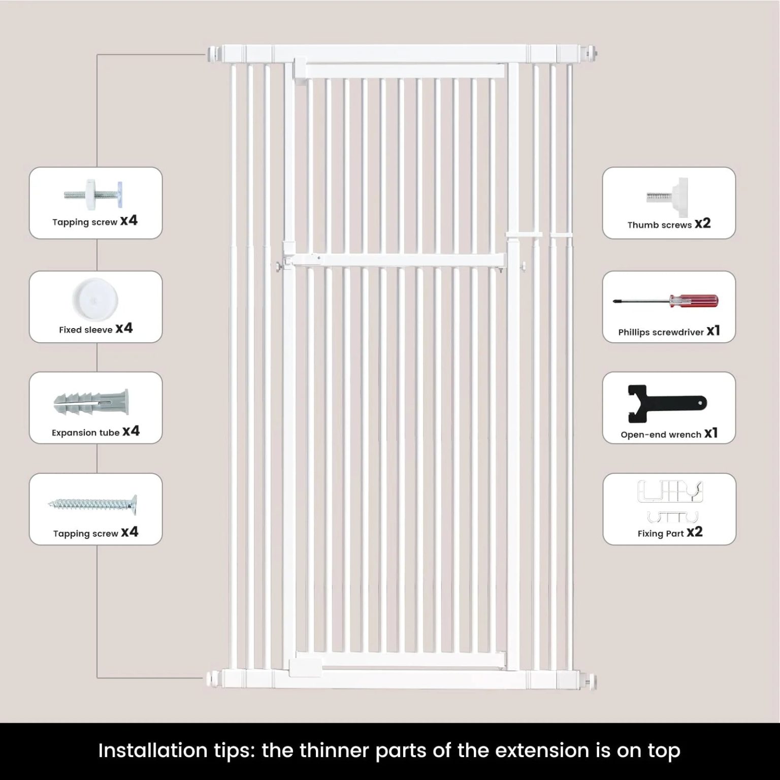 Extra Tall Cat Gate 51"-87", Wide Adjustable Pet Safety Gate for Doorways and Home