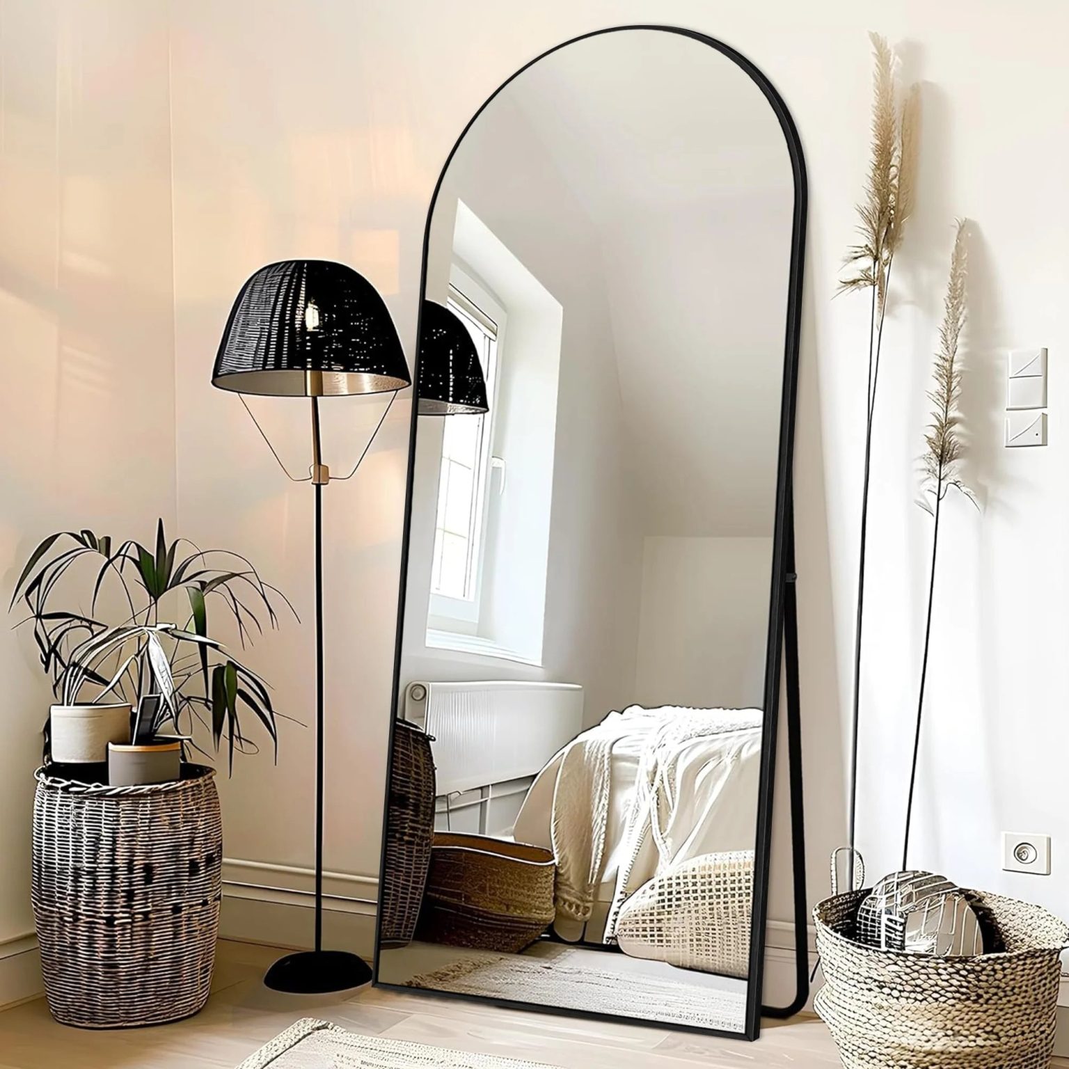 ZenVora Modern Arched Full Length Floor Mirror, Aluminum Alloy Frame Standing Full Body Mirror