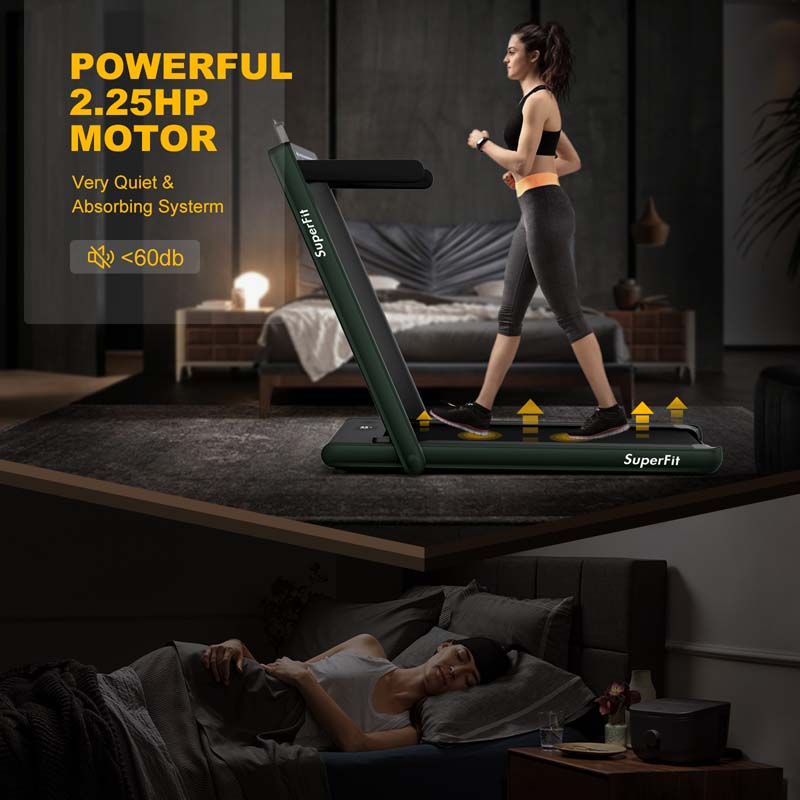 ZenVora 2-in-1 Folding Electric Treadmill, 2.25 HP, Under-Desk, with Dual Display and Smart App Control
