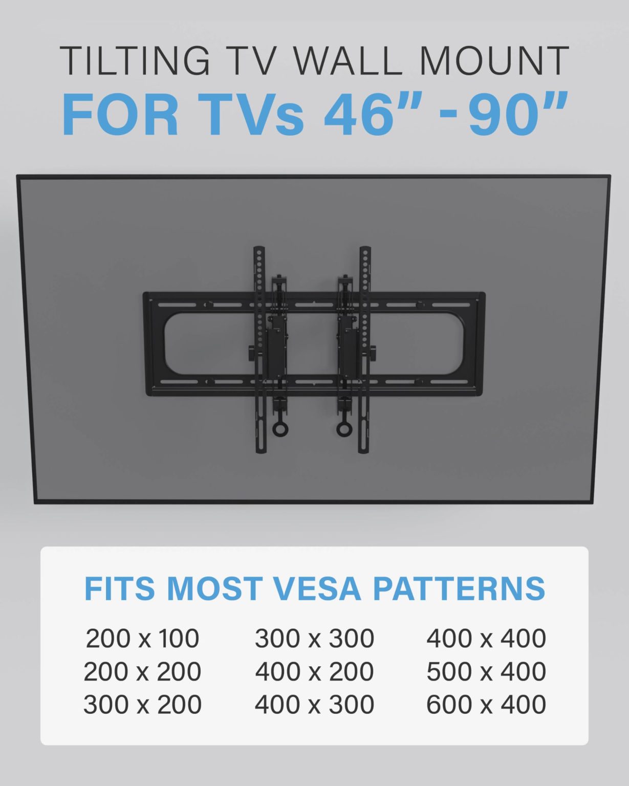 ZenVora Tilting TV Wall Mount for Large TVs Up to 90 Inches, Heavy Duty Adjustable Flat Screen Television Bracket