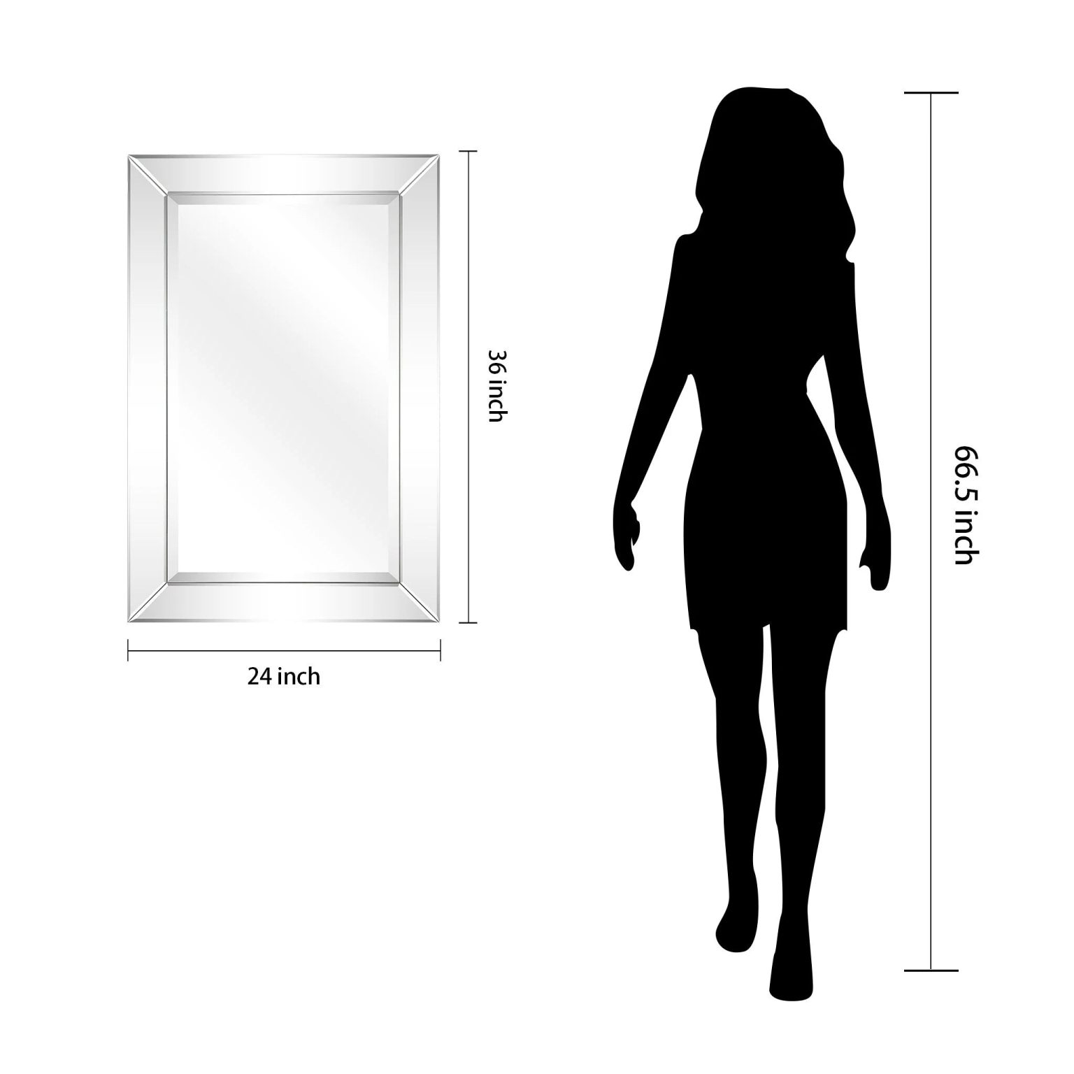 ZenVora Beveled Rectangular Clear HD Wall Mirror, Bathroom Vanity and Bedroom Mirror, 3 Sizes