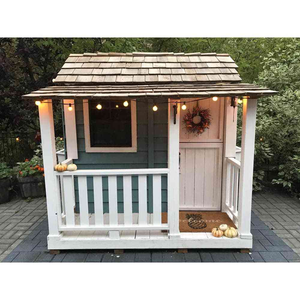 ZenVora Little Squirt 6x6 ft Wooden Playhouse for Kids, Western Red Cedar Outdoor Playhouse with Screened Windows, Dutch Door & Floor Included