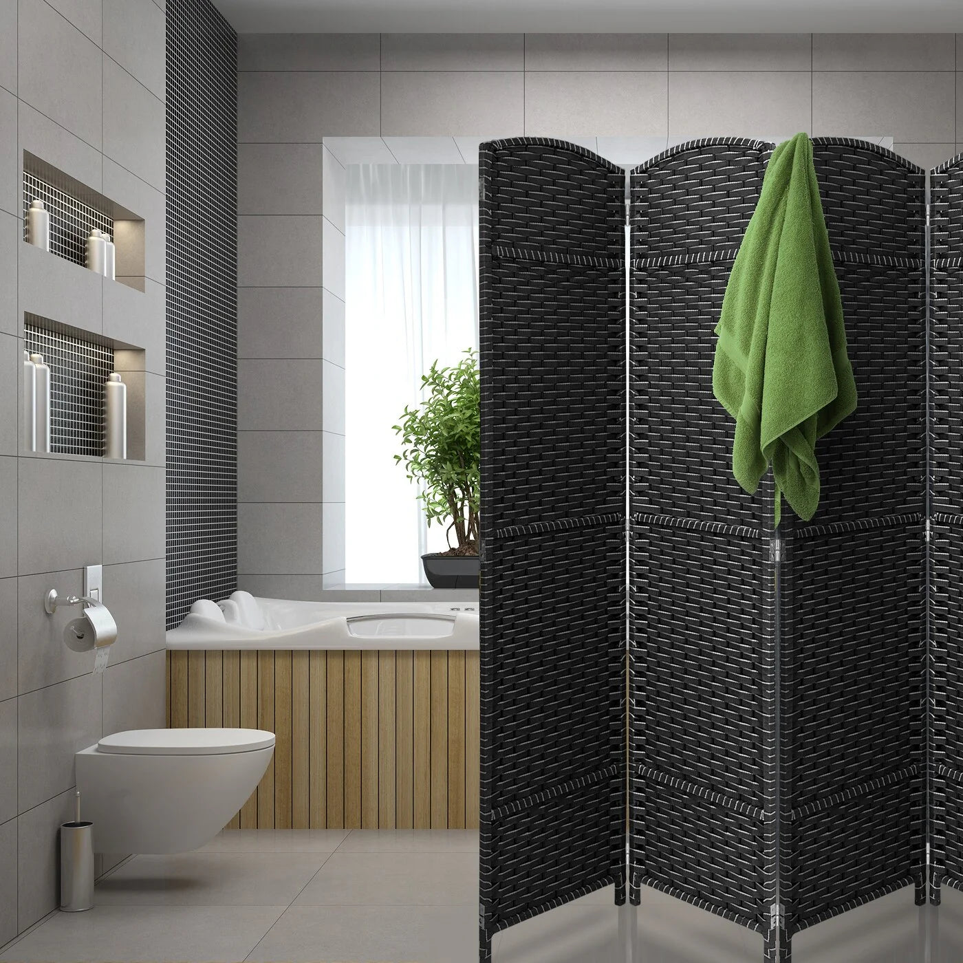 ZenVora Tall Folding Room Divider Screen, Portable Privacy Partition Wall Panel for Bedroom, Living Room and Office