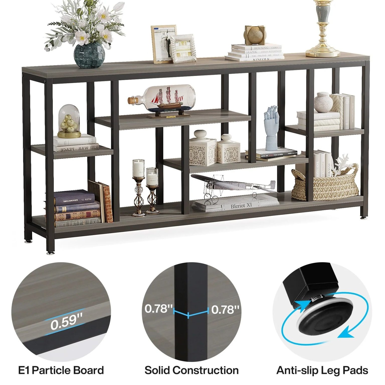 ZenVora 70.9 Inch Console Sofa Table with Storage, 3-Tier Entryway Table for Hallway