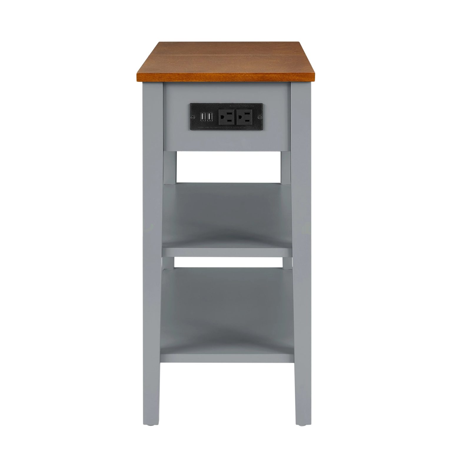 ZenVora Narrow 2-Tone End Table with USB Charging Ports, Small Space Side Table