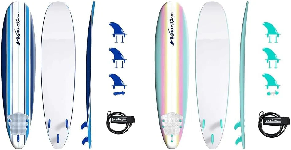 ZenVora 8ft Soft Top Foam Surfboard – EPS Core with 3 Stringers, Wax-Free Longboard, 200lb Capacity