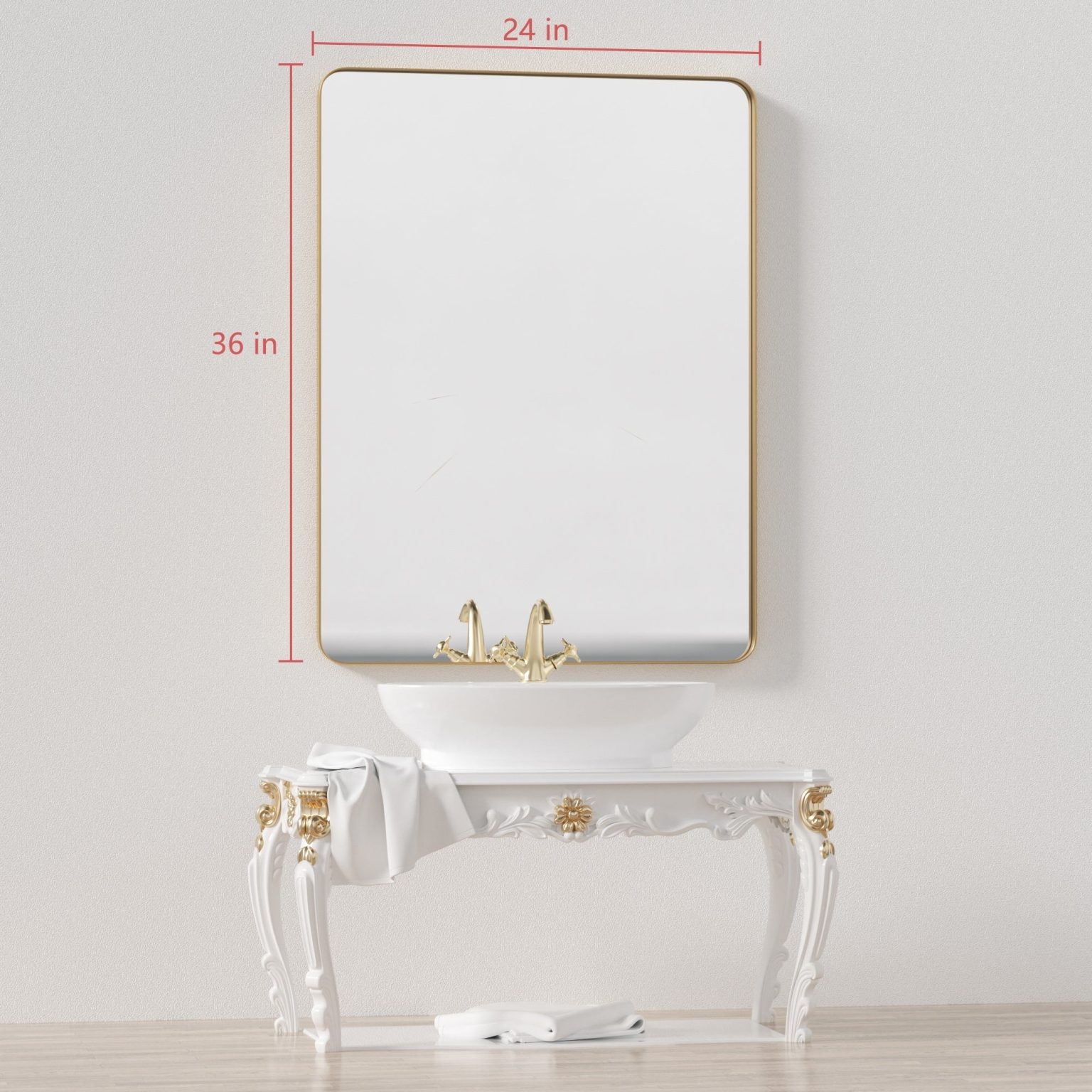 ZenVora Wall Mirror Vanity Mirror, Bathroom Mirror with Rounded Corners, 1 Piece