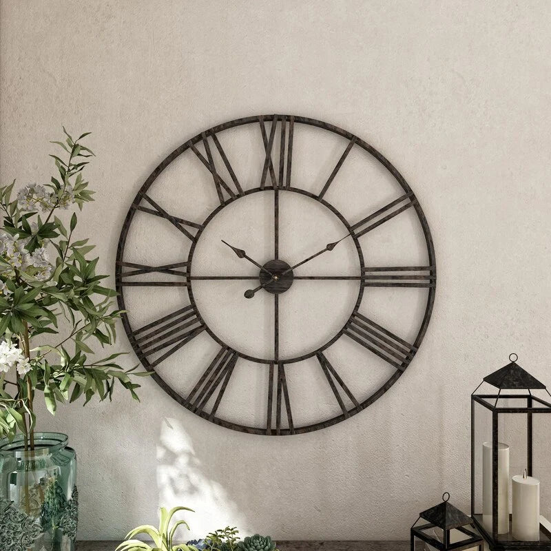 ZenVora Modern Round Metal Wall Clock, Decorative Circular Hanging Clock for Living Room, Bedroom and Office