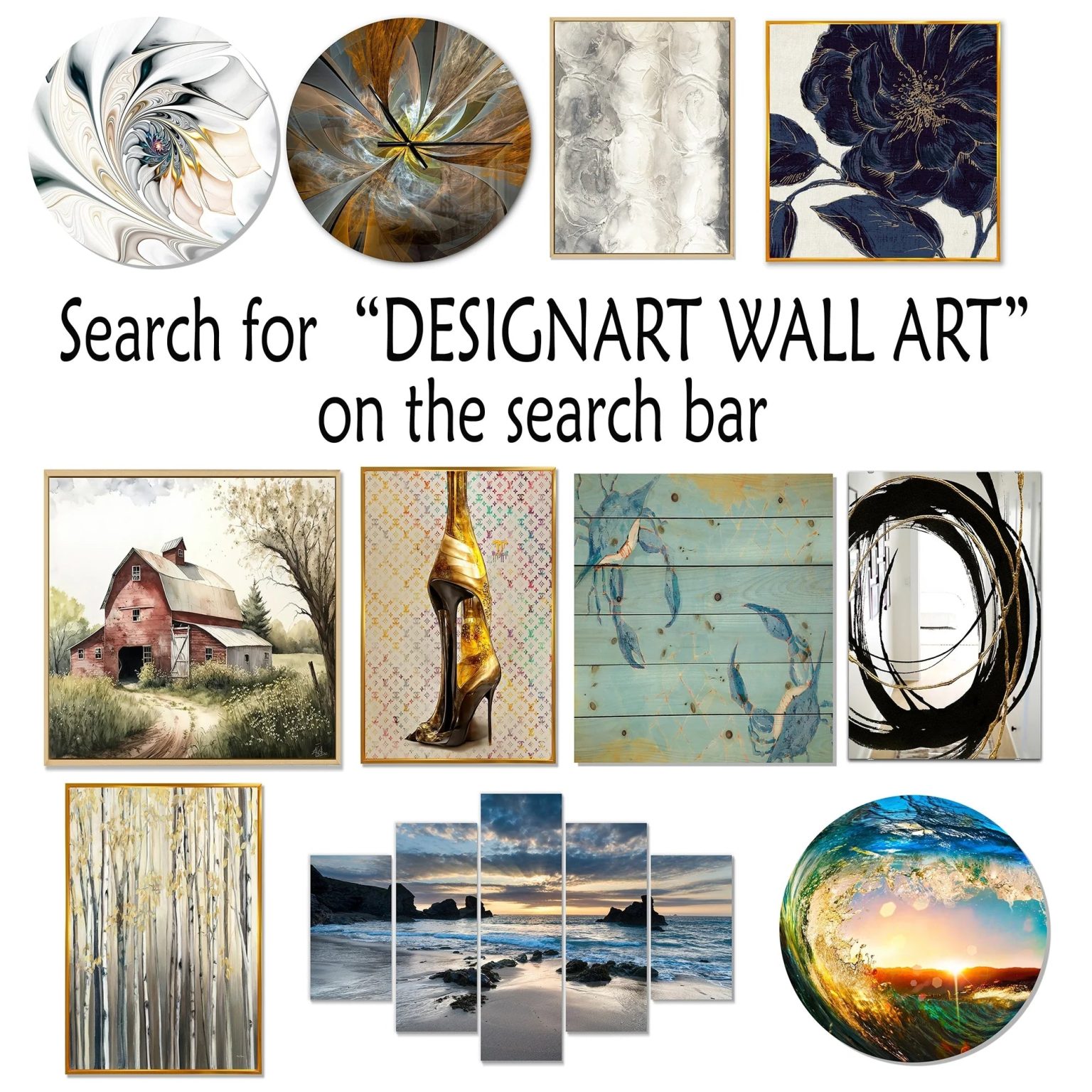 ZenVora White Botanical Collage Metal Wall Art, Abstract Botanical Decor for Living Room