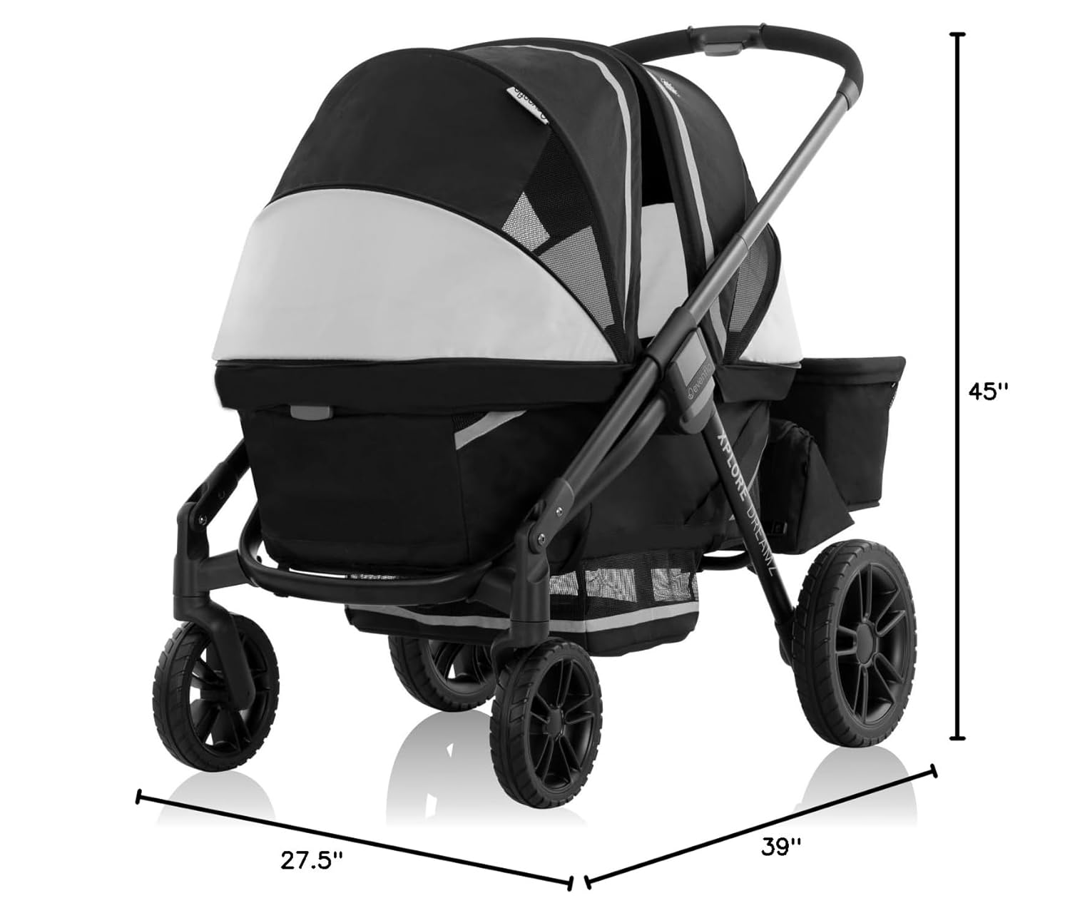 ZenVora 2-in-1 All-Terrain Baby Stroller Wagon with Canopy and Storage - Gray