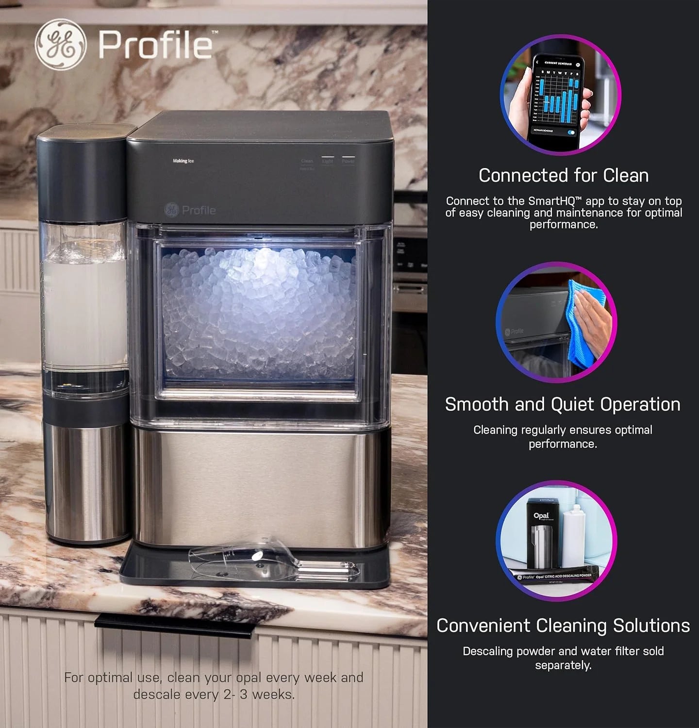 ZenVora Countertop Nugget Ice Maker with 1-Gallon Water Tank, Makes 38 lbs of Pellet Ice in 24 Hours, WiFi Smart Connectivity, Includes Ice Scoop, Stainless Steel