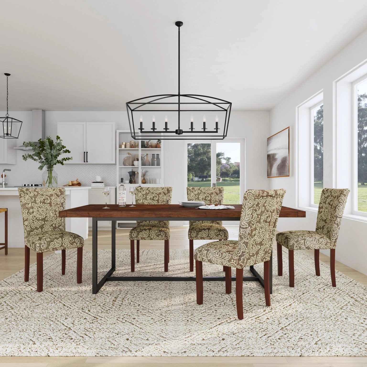 ZenVora Set of 2 Upholstered Medallion Dining Chairs, Comfortable Parsons Style Chairs for Kitchen and Dining Room