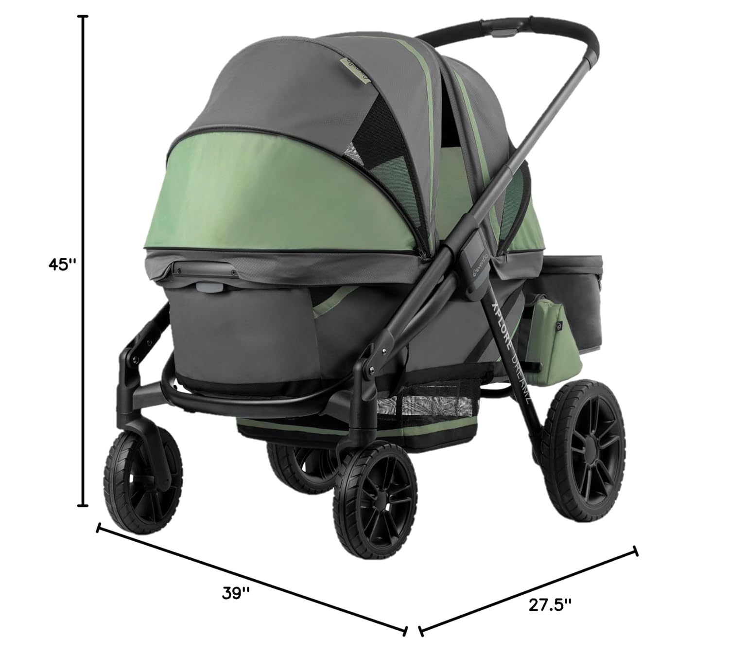 ZenVora 2-in-1 All-Terrain Baby Stroller Wagon with Canopy and Storage - Gray