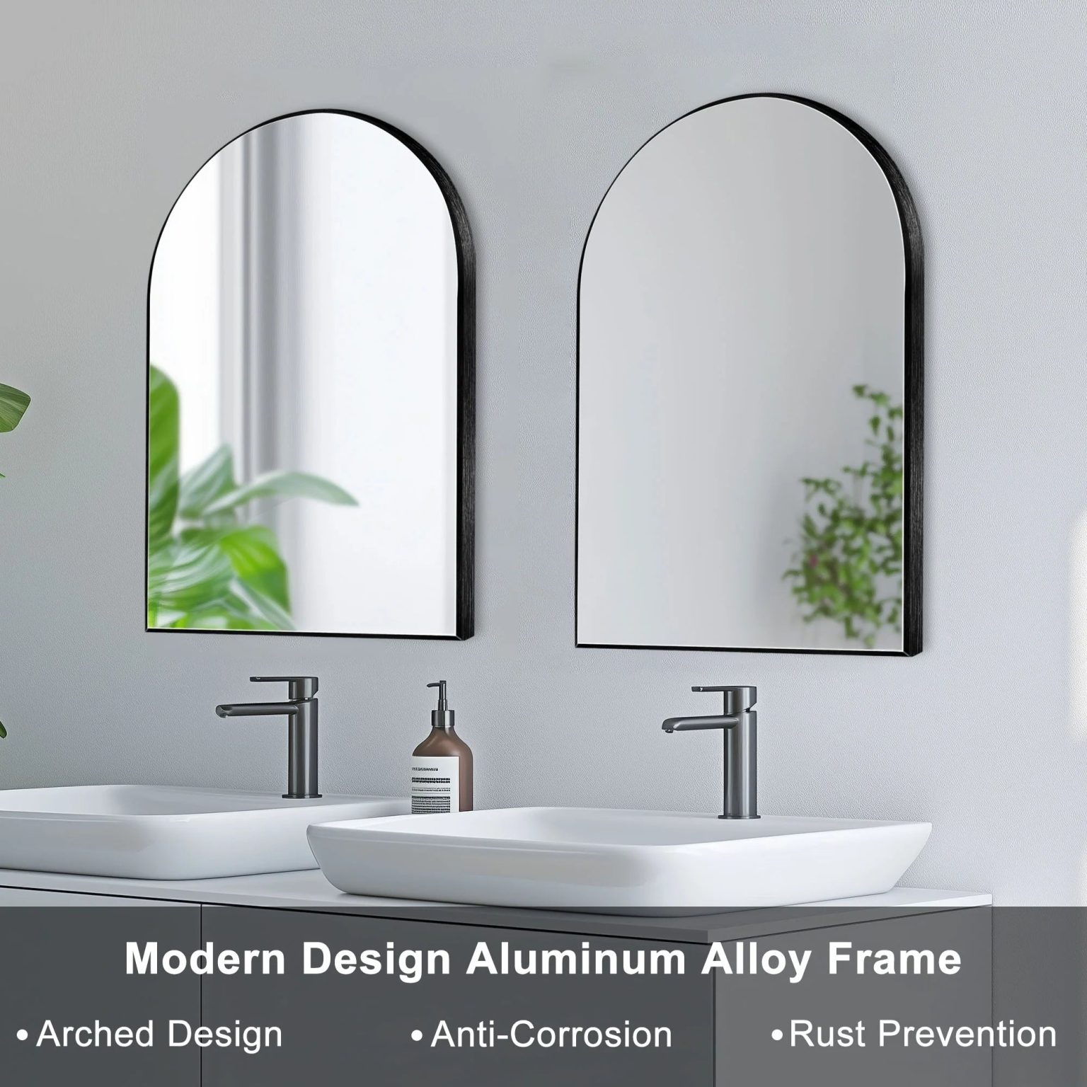 ZenVora Modern Arch Aluminum Bathroom Wall Mirror, Wall Mounted Vanity Mirror for Bathroom, Bedroom and Home Decor