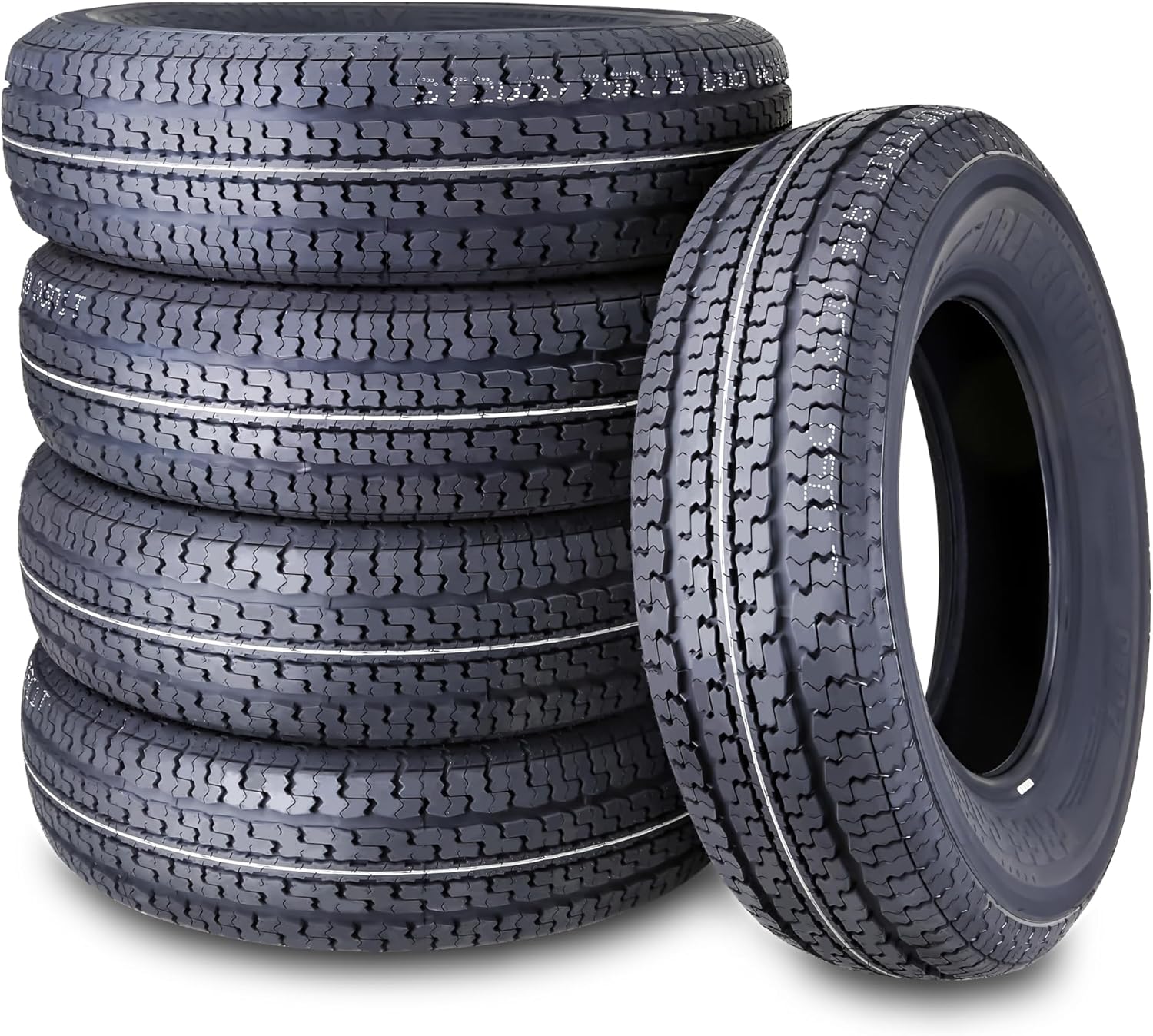ZenVora Set of 4 ST205/75R15 10-Ply Load Range E Steel-Belted Radial Trailer Tires with Scuff Guard