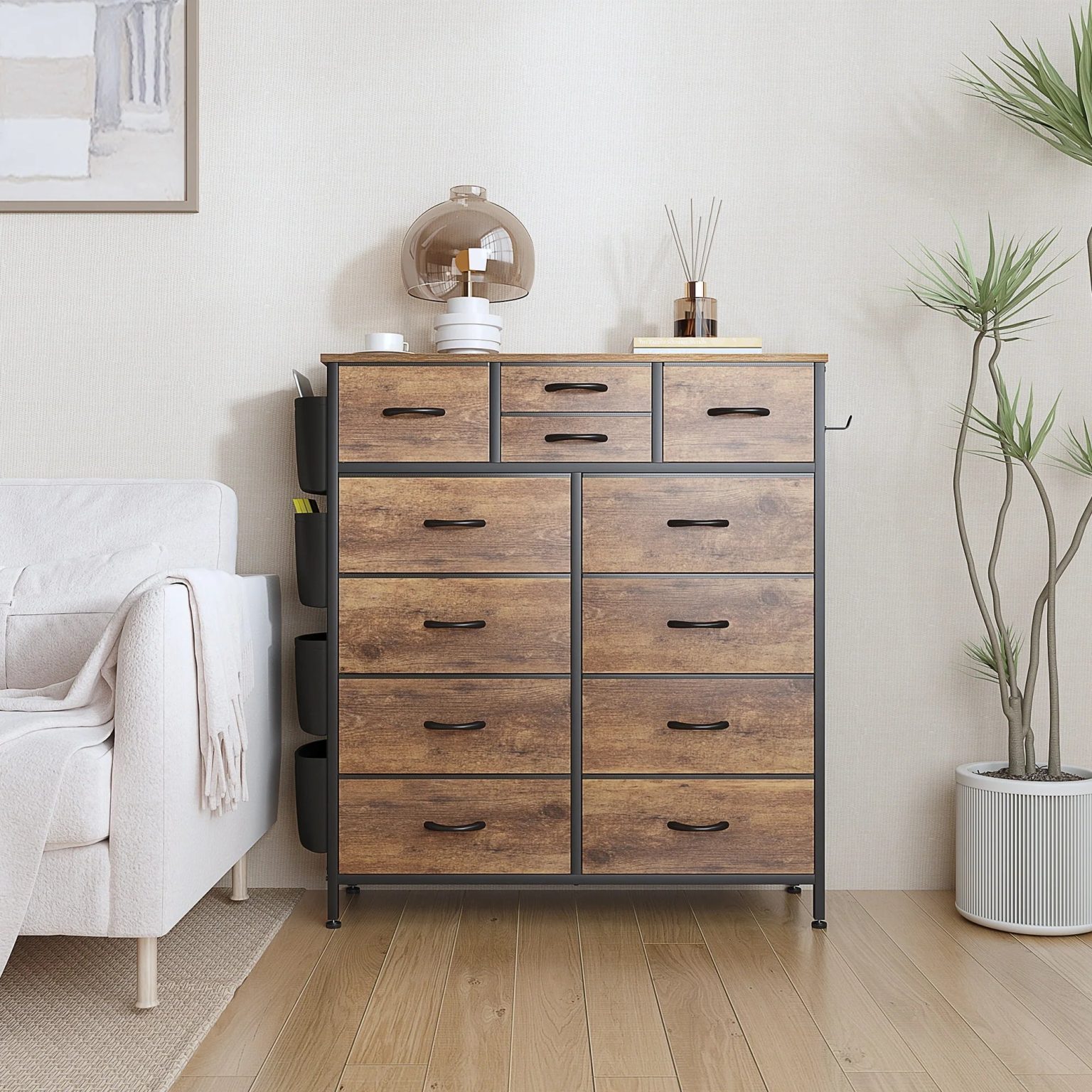 ZenVora 12 Drawer Fabric Dresser, Tall Bedroom Chest of Drawers with Storage