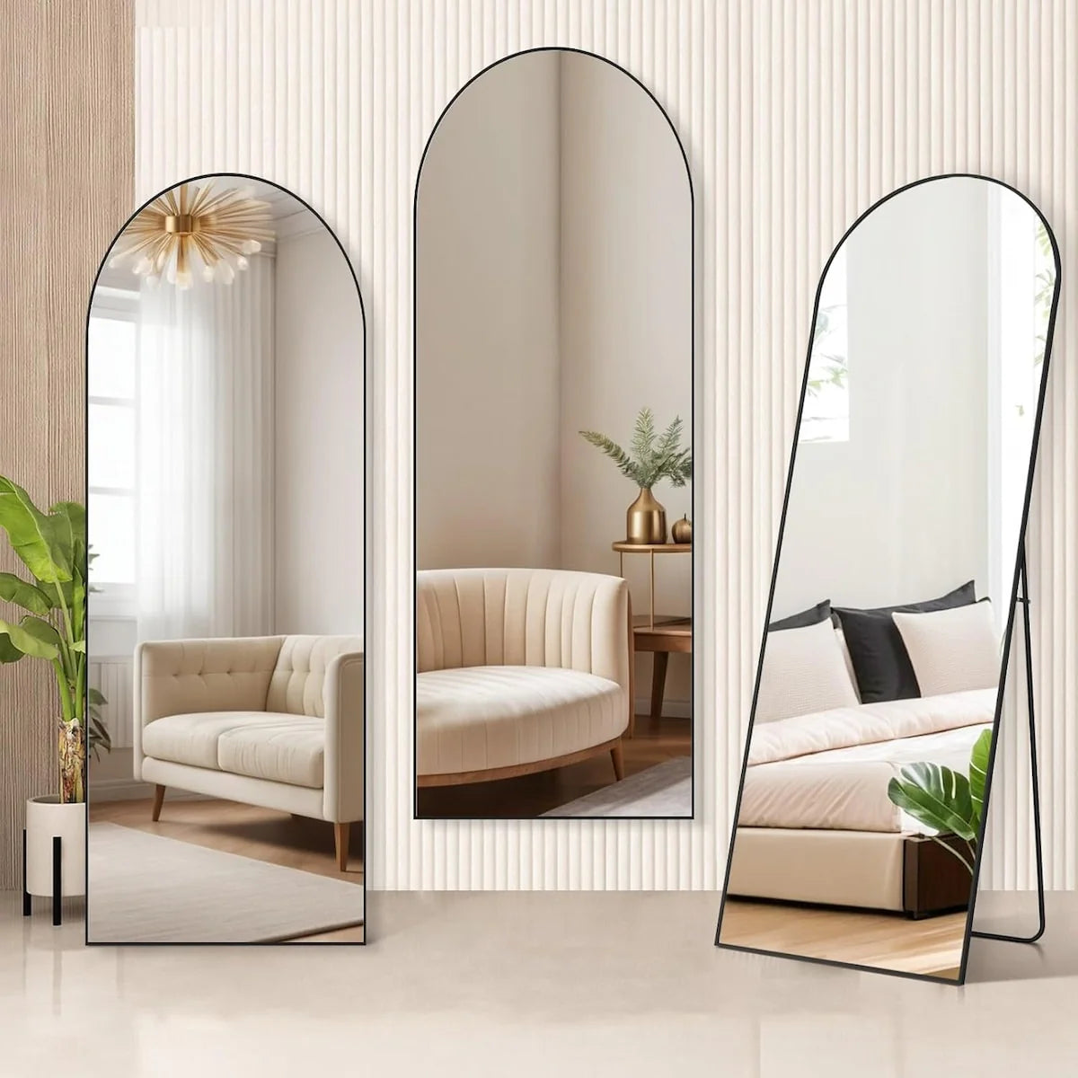 ZenVora 21x64 Arched Full-Length Mirror – Shatter-Proof Glass with Aluminum Alloy Stand