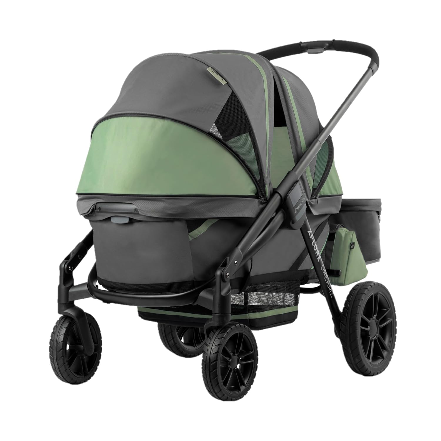ZenVora 2-in-1 All-Terrain Baby Stroller Wagon with Canopy and Storage - Gray