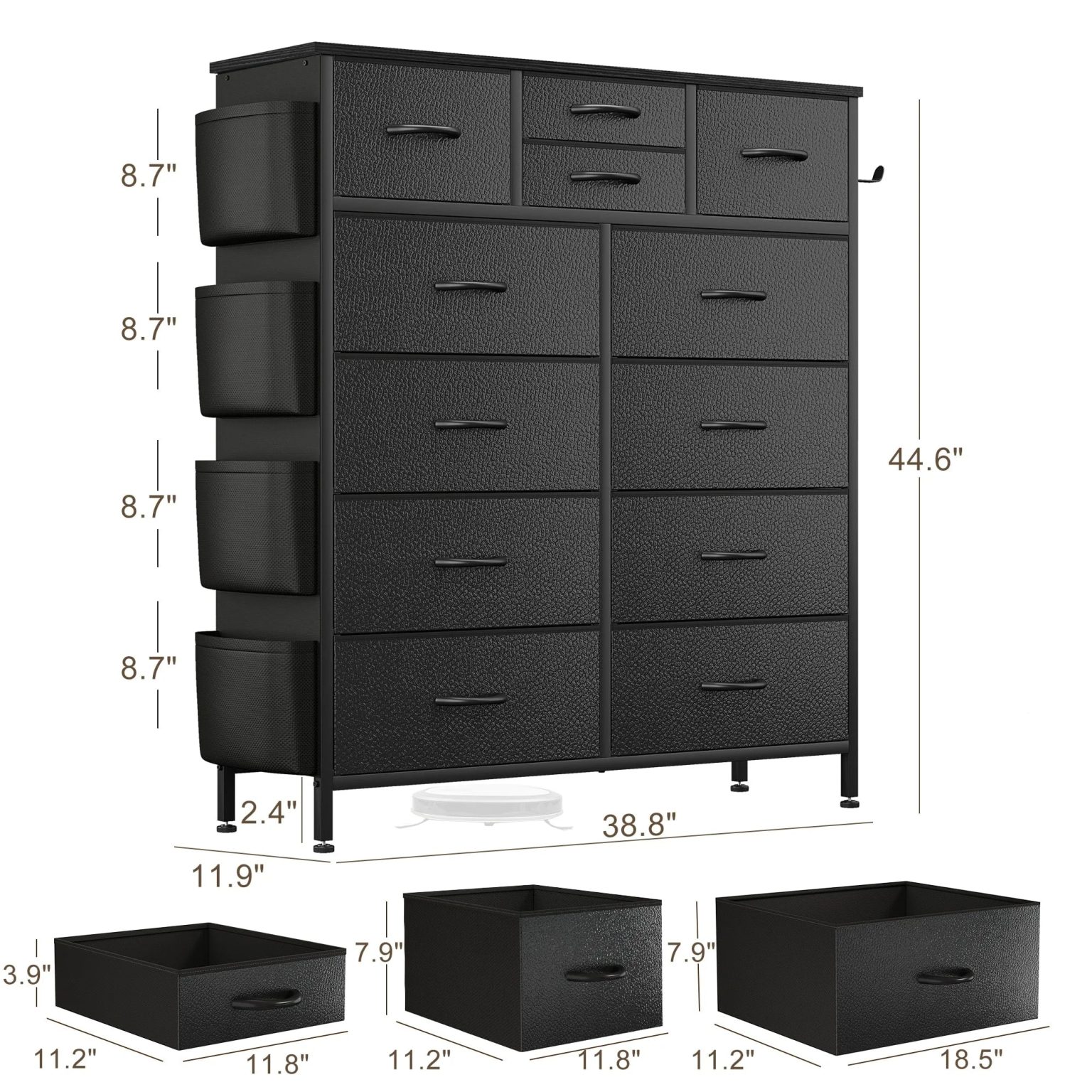 ZenVora 12 Drawer Fabric Dresser, Tall Bedroom Chest of Drawers with Storage