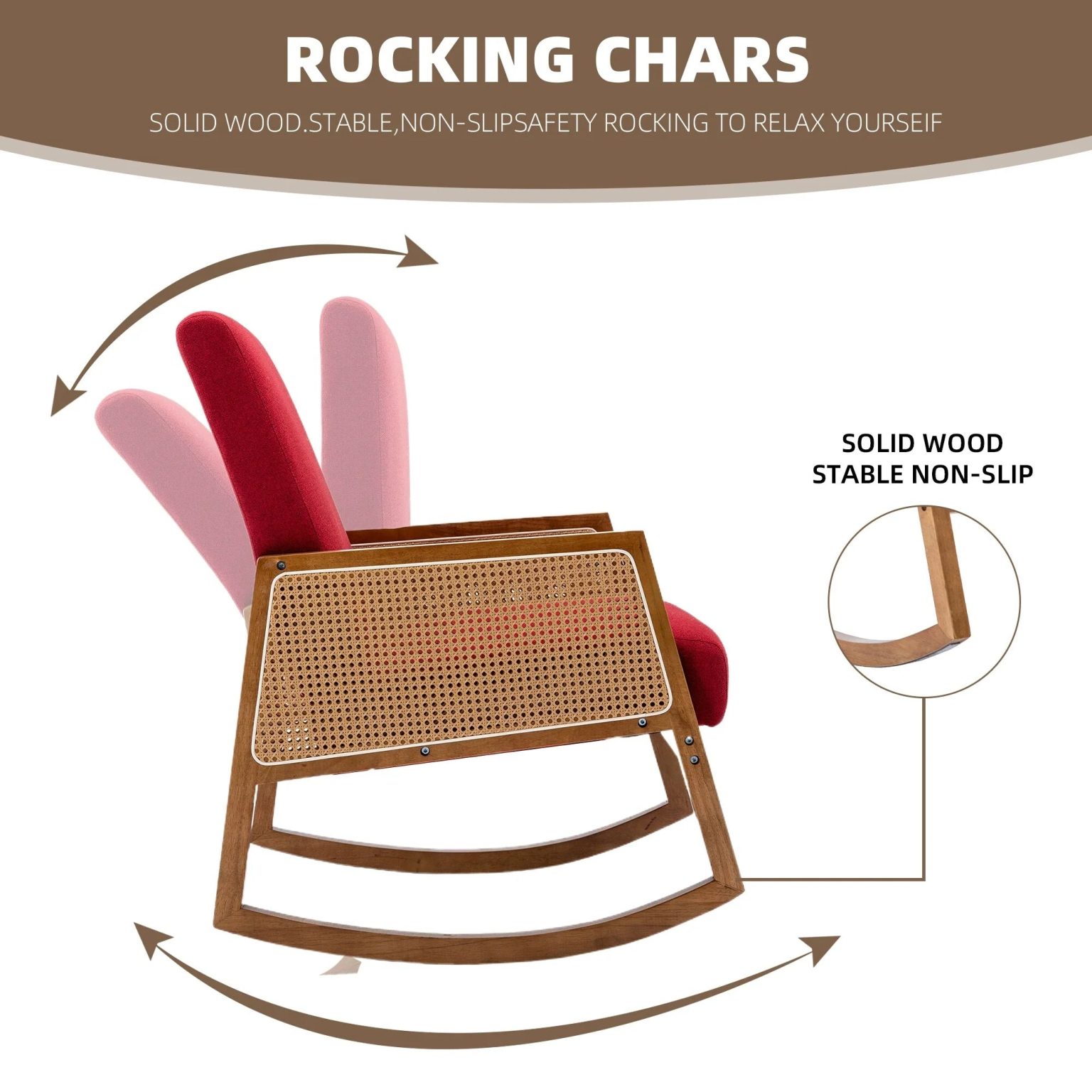 ZenVora Upholstered Tall Back Rocking Chair, Smooth Gliding Accent Armchair for Comfortable Living Room Seating