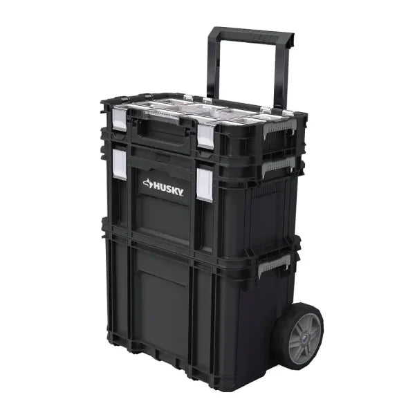 ZenVora 22-Inch Modular Rolling Tool Box System - 3-Piece Mobile Tool Cart with Toolbox & 12-Bin Organizer